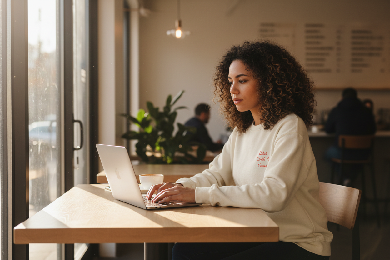 Rebel With a Cause Crewneck Sweatshirt — Red Embroidery (Aquarius Edition)