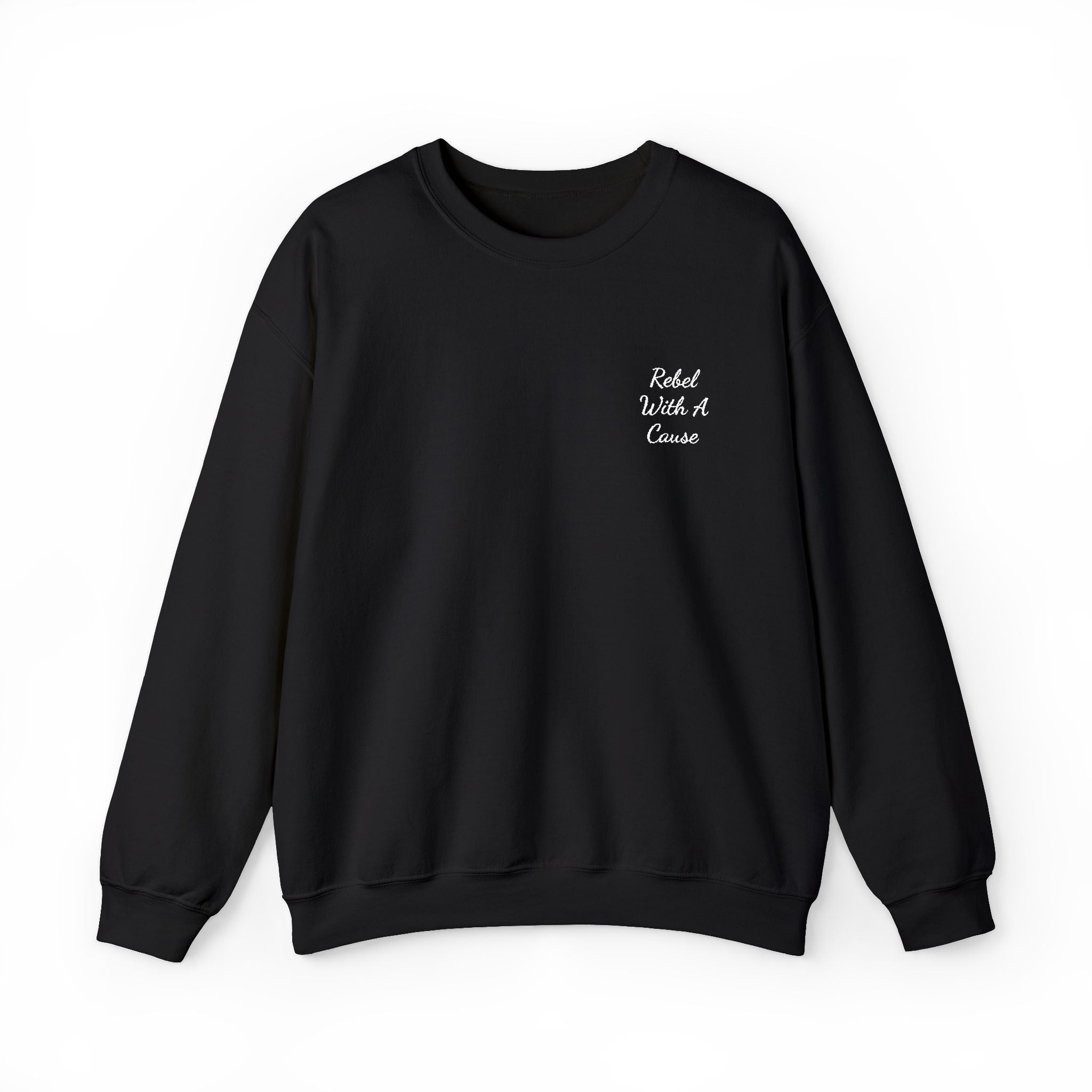 Rebel With a Cause Crewneck Sweatshirt — White Embroidery (Aquarius Edition)