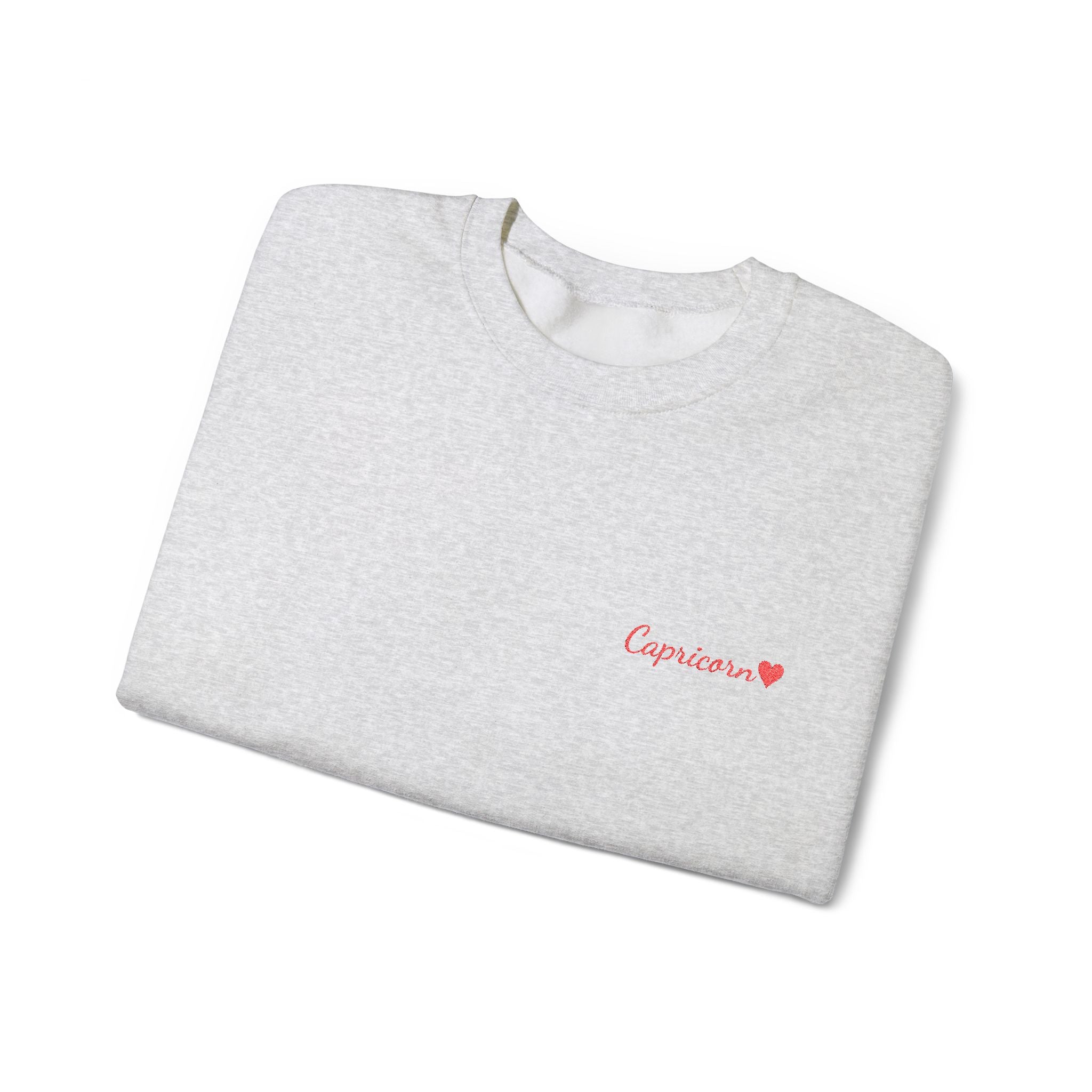 Capricorn Crewneck Sweatshirt — Red Embroidery with Heart