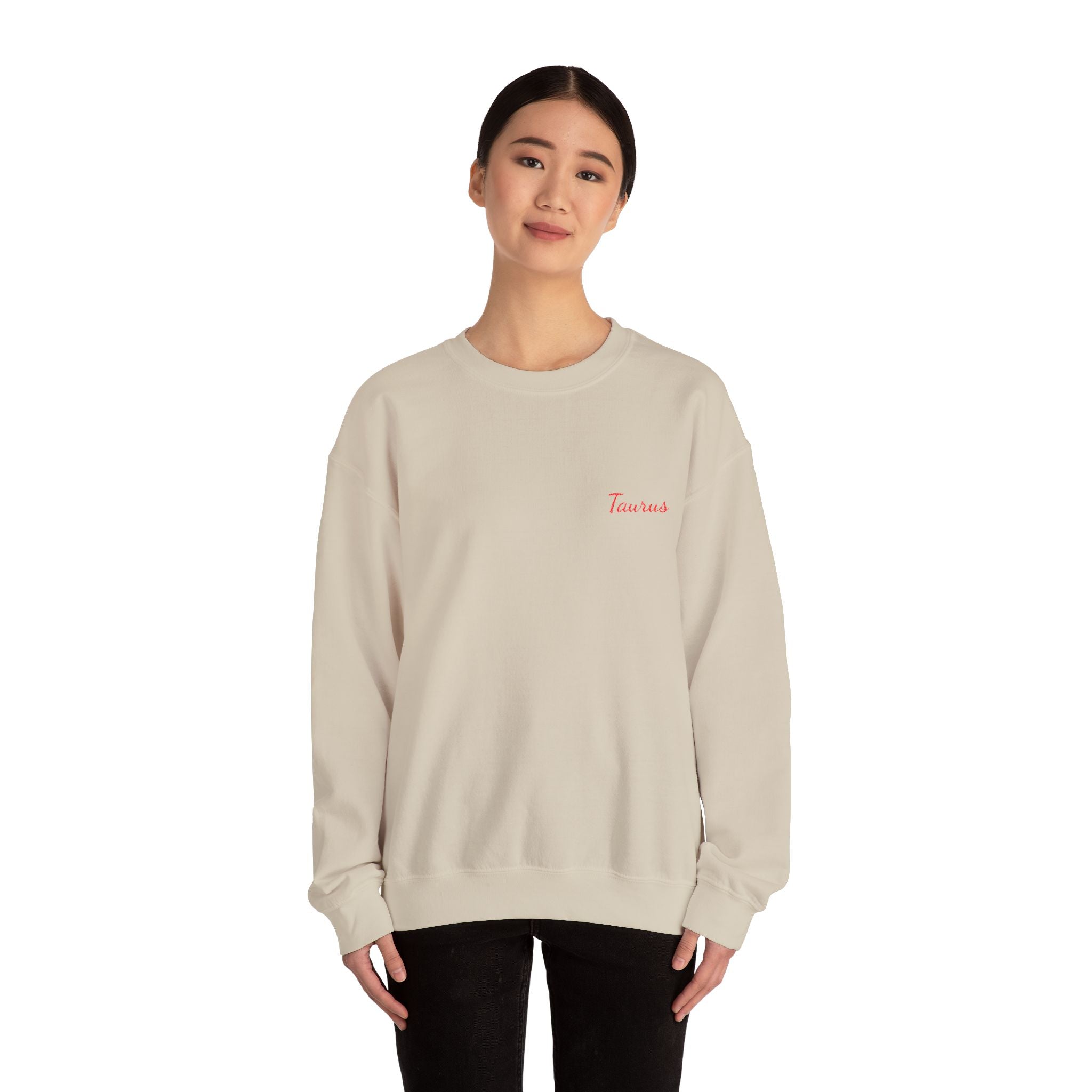 Taurus Crewneck Sweatshirt — Red Embroidery