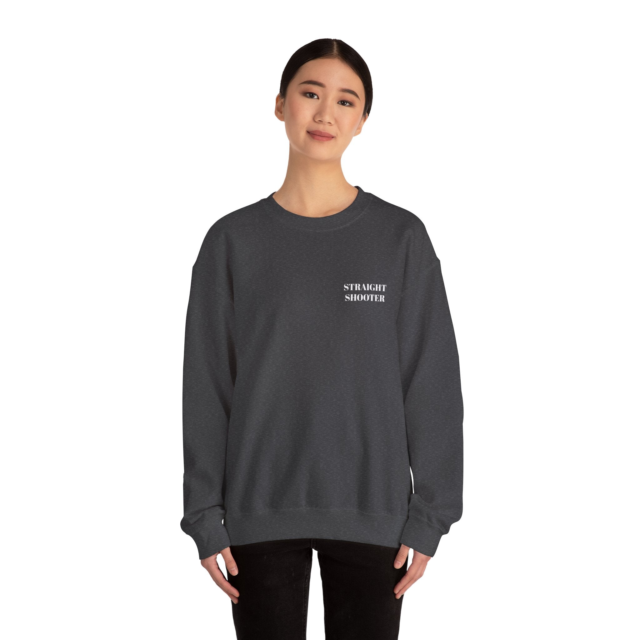 Crewneck Sweatshirt "Straight Shooter" – Minimal Retro Graphic Pullover