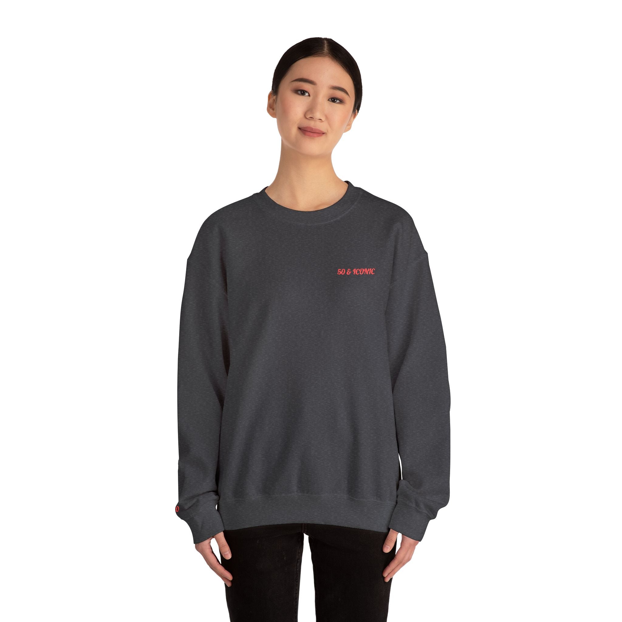 50 & Iconic Unisex Sweatshirt: Red Embroidery Edition