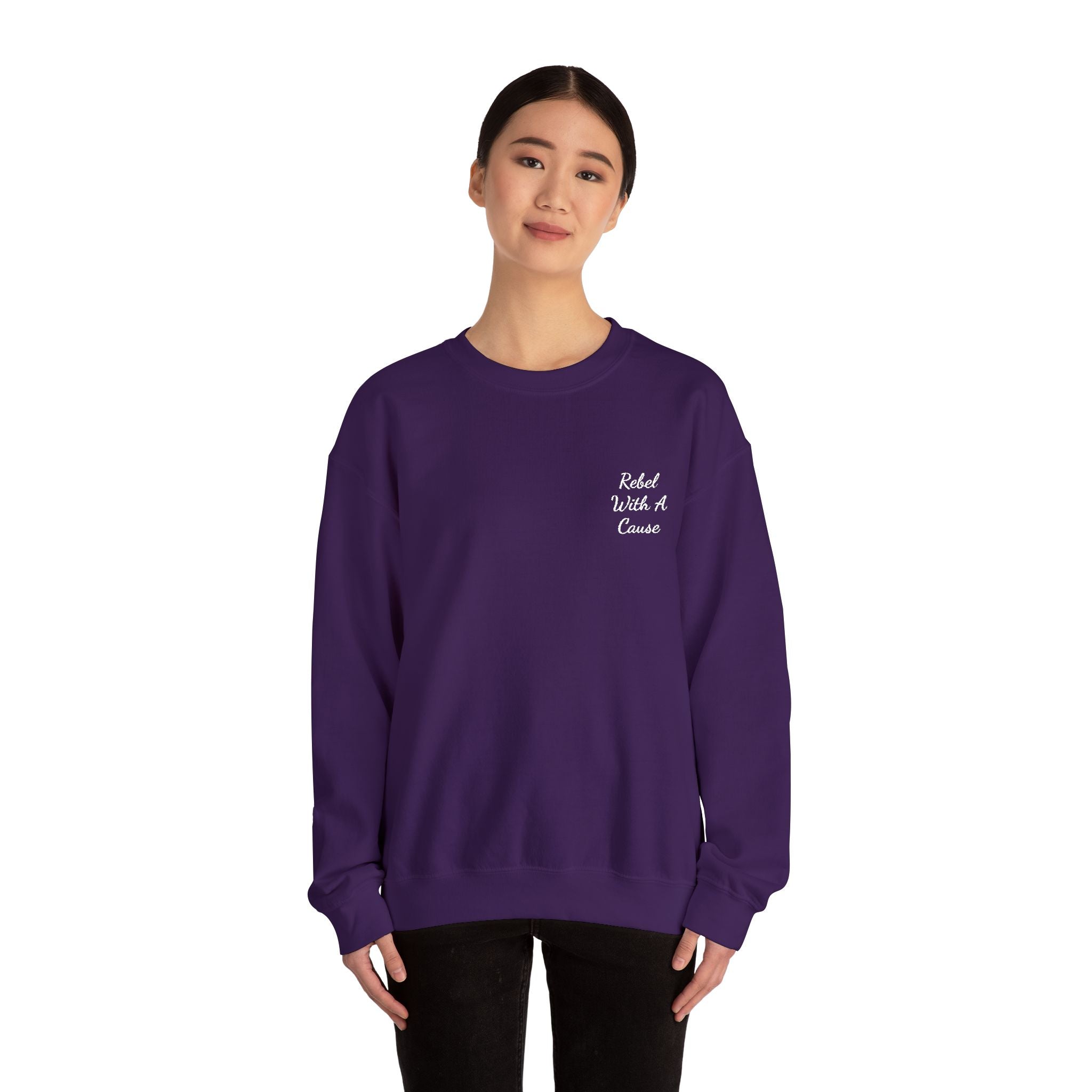 Rebel With a Cause Crewneck Sweatshirt — White Embroidery (Aquarius Edition)