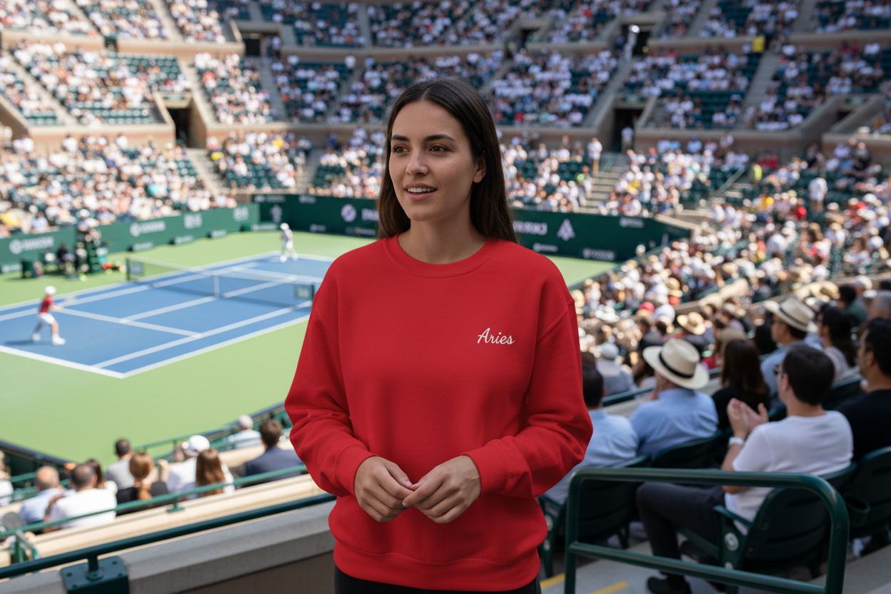 Aries Crewneck Sweatshirt — White Embroidery