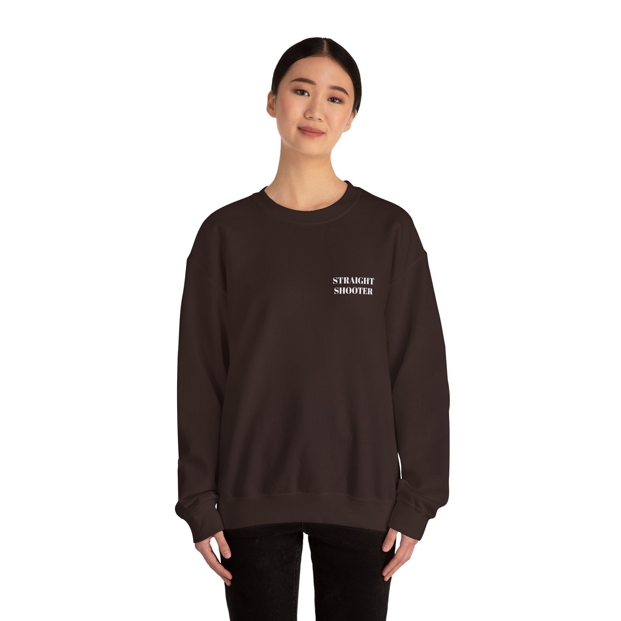 Crewneck Sweatshirt "Straight Shooter" – Minimal Retro Graphic Pullover