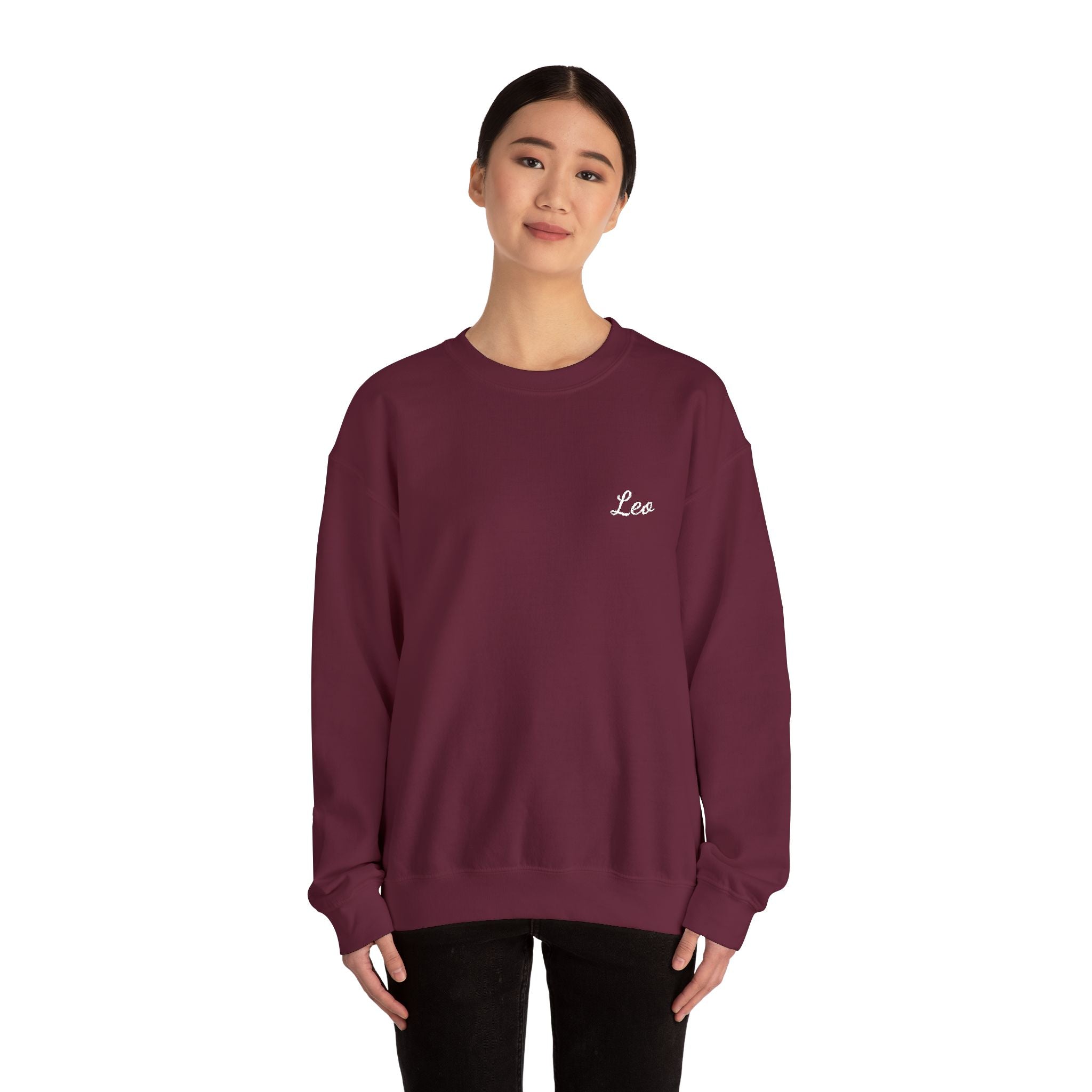 Leo Crewneck Sweatshirt — White Embroidery