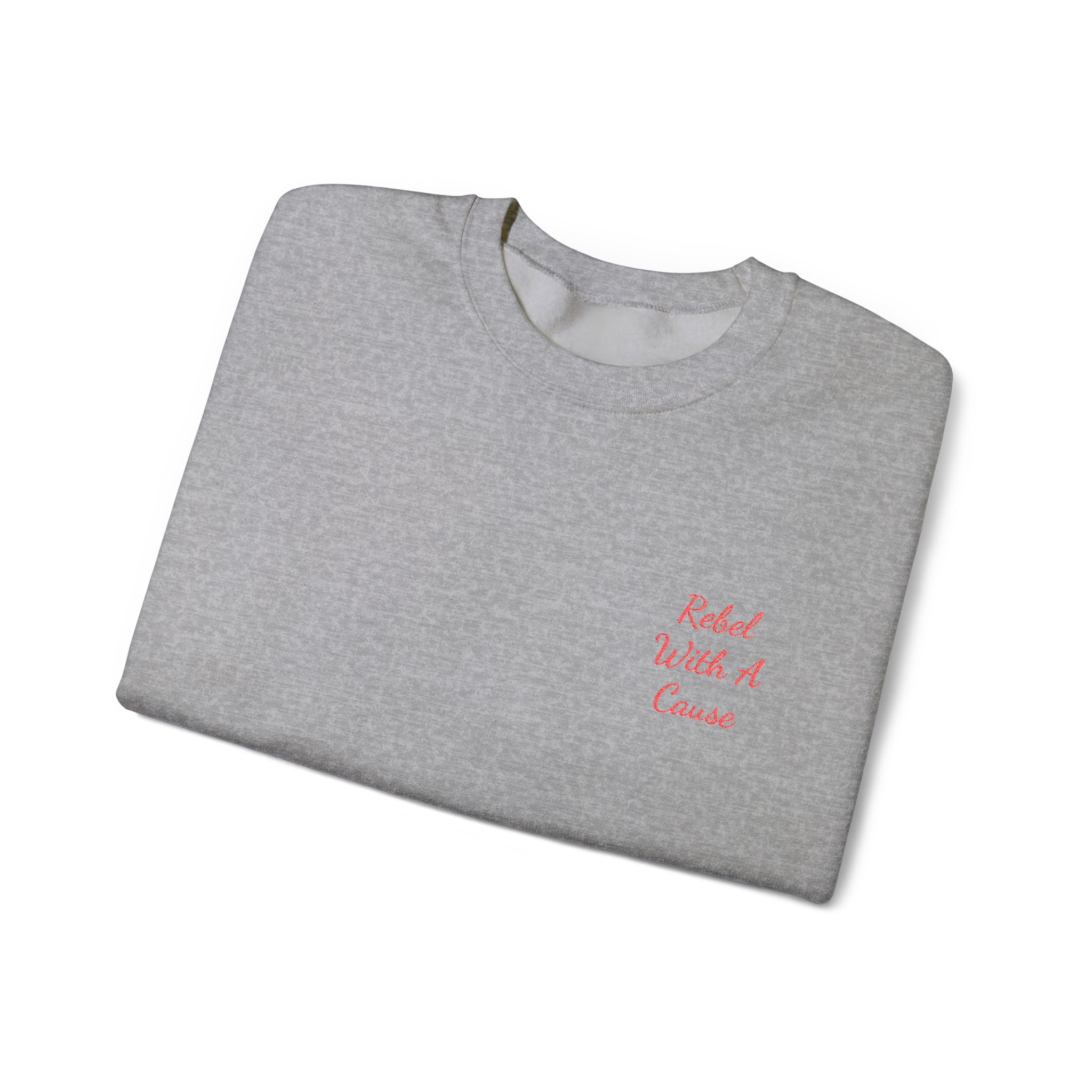 Rebel With a Cause Crewneck Sweatshirt — Red Embroidery (Aquarius Edition)