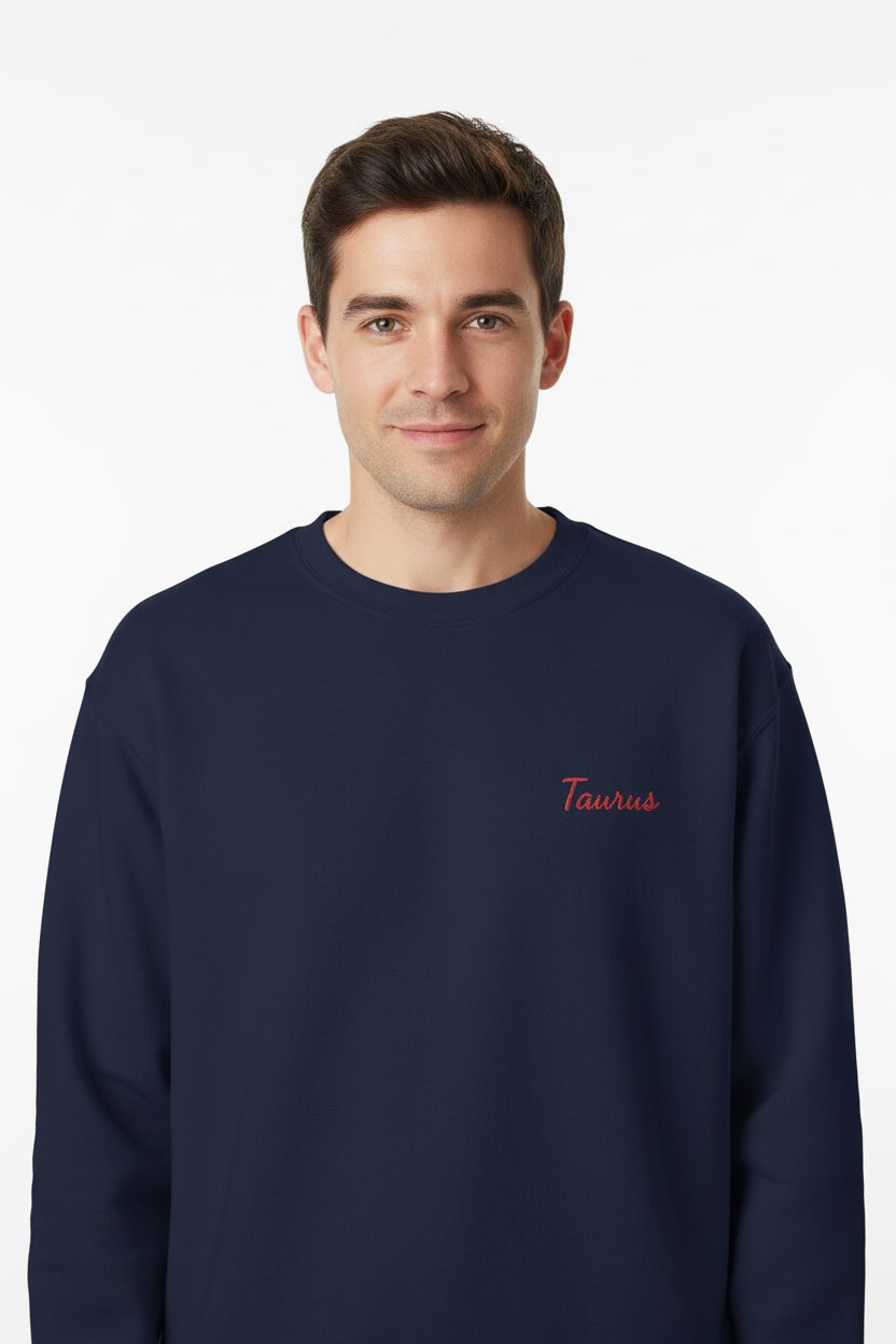 Taurus Crewneck Sweatshirt — Red Embroidery