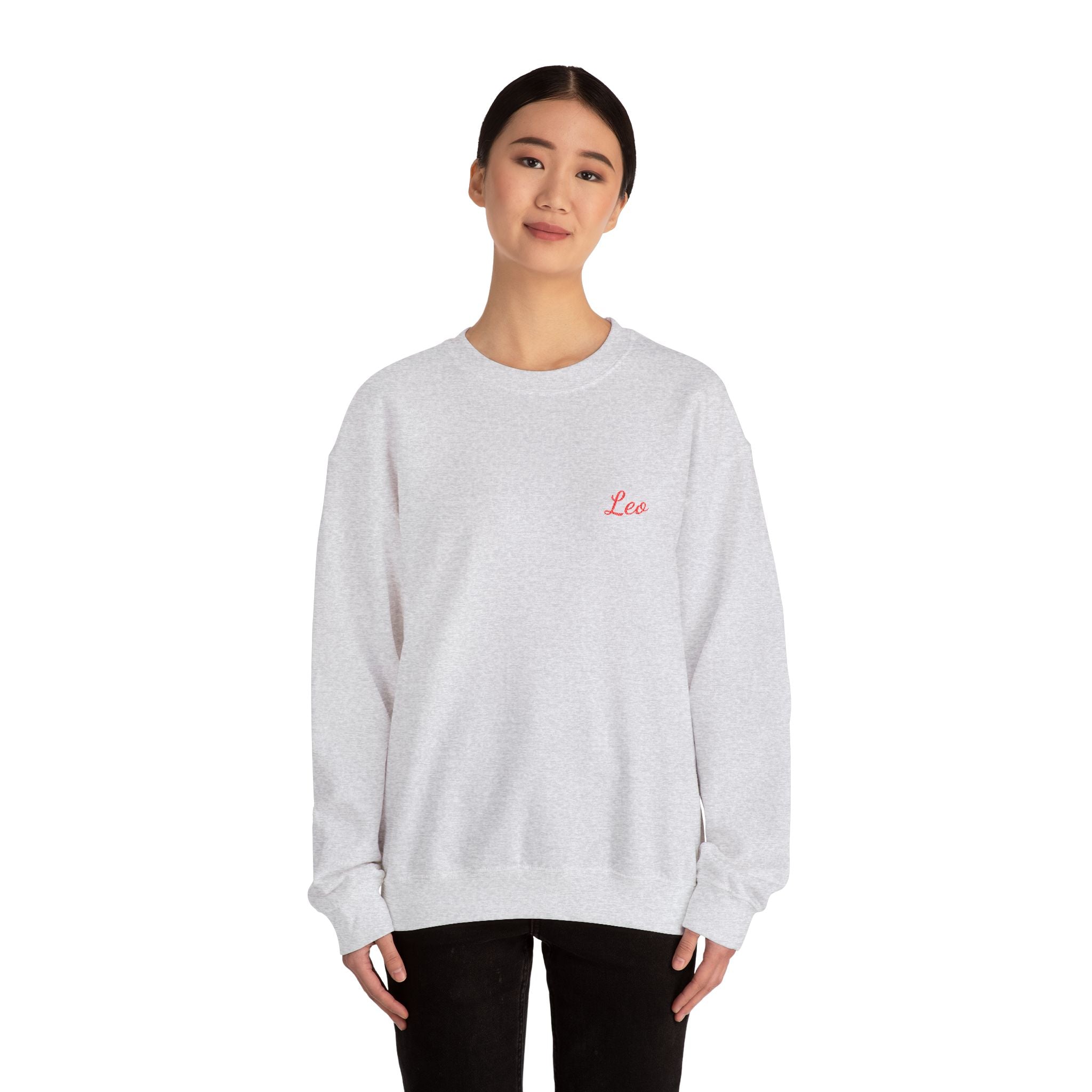 Leo Crewneck Sweatshirt — Red Embroidery