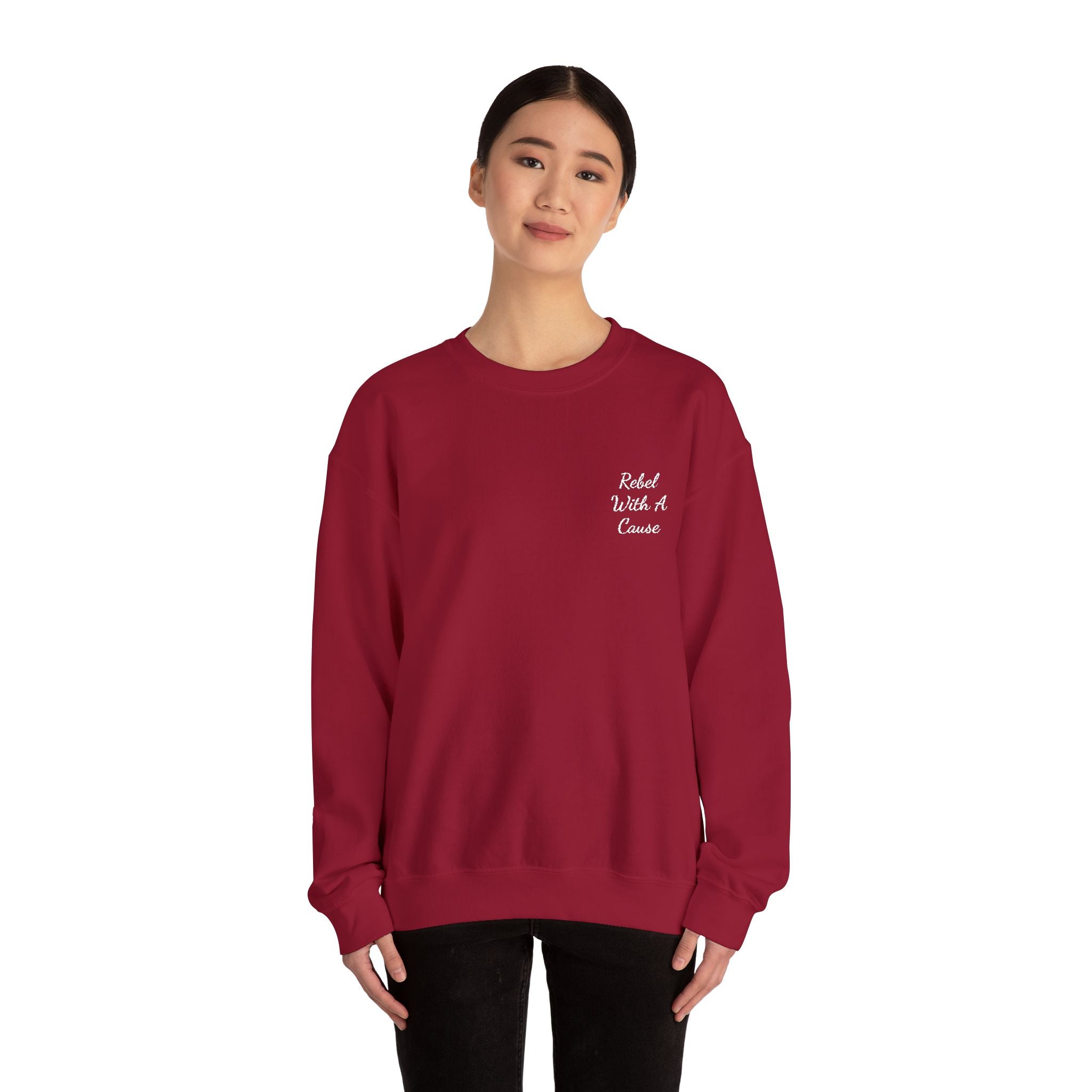 Rebel With a Cause Crewneck Sweatshirt — White Embroidery (Aquarius Edition)