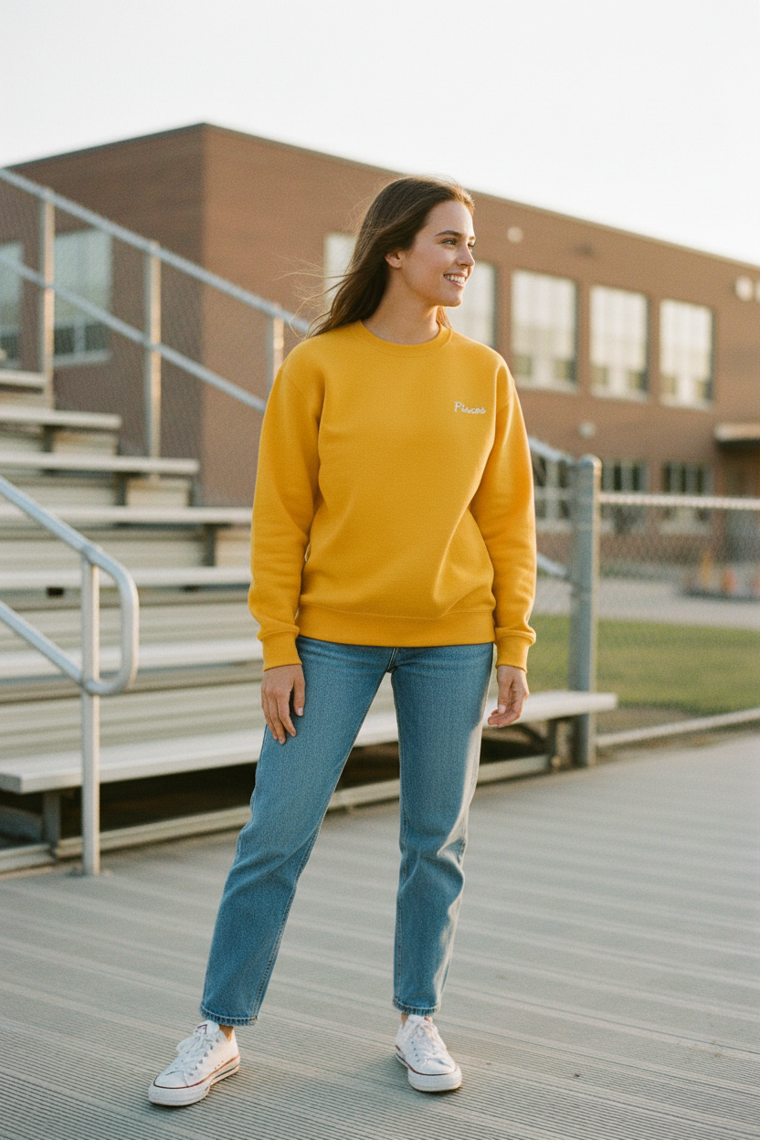 Pisces Crewneck Sweatshirt — White Embroidery