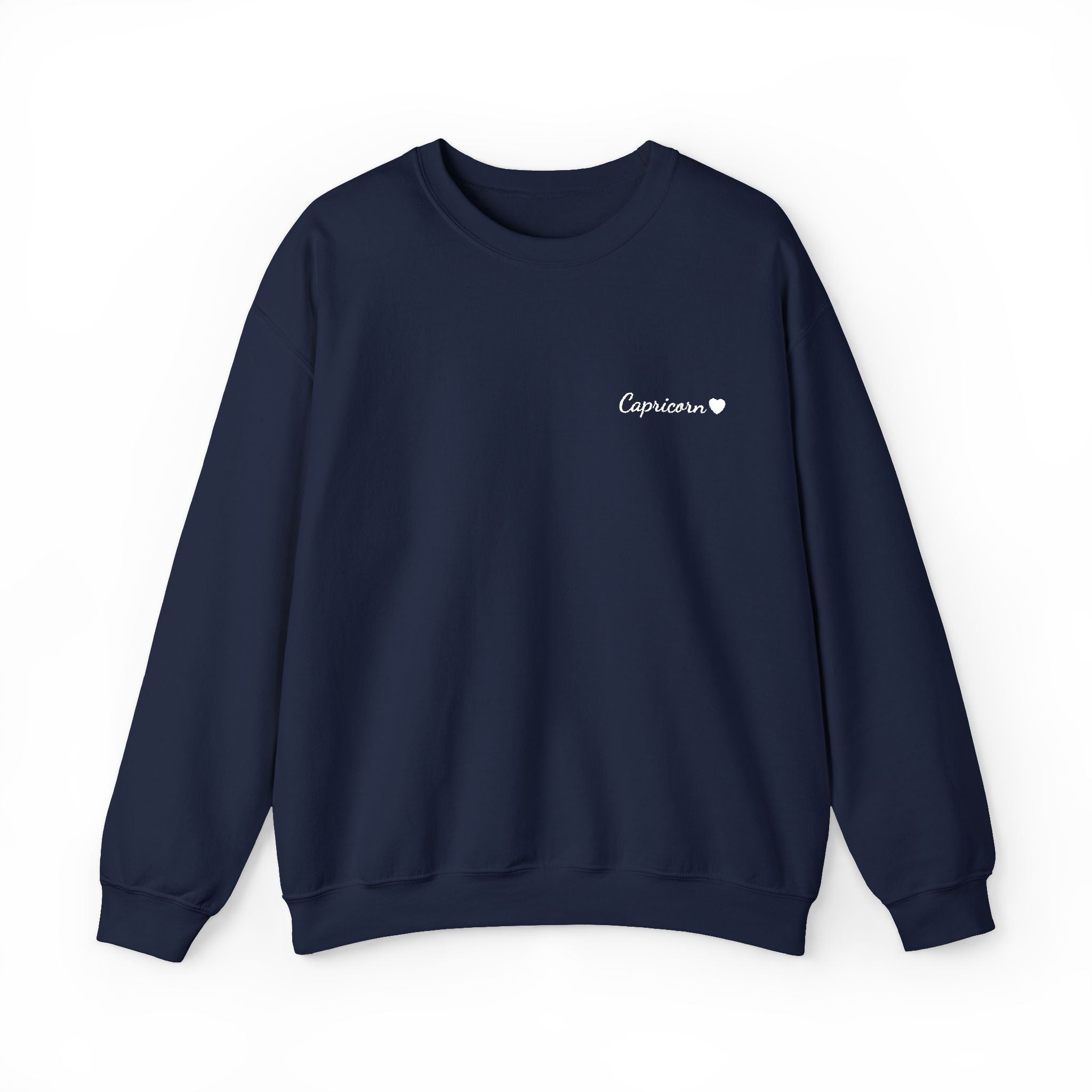 Capricorn Crewneck Sweatshirt — White Embroidery with Heart