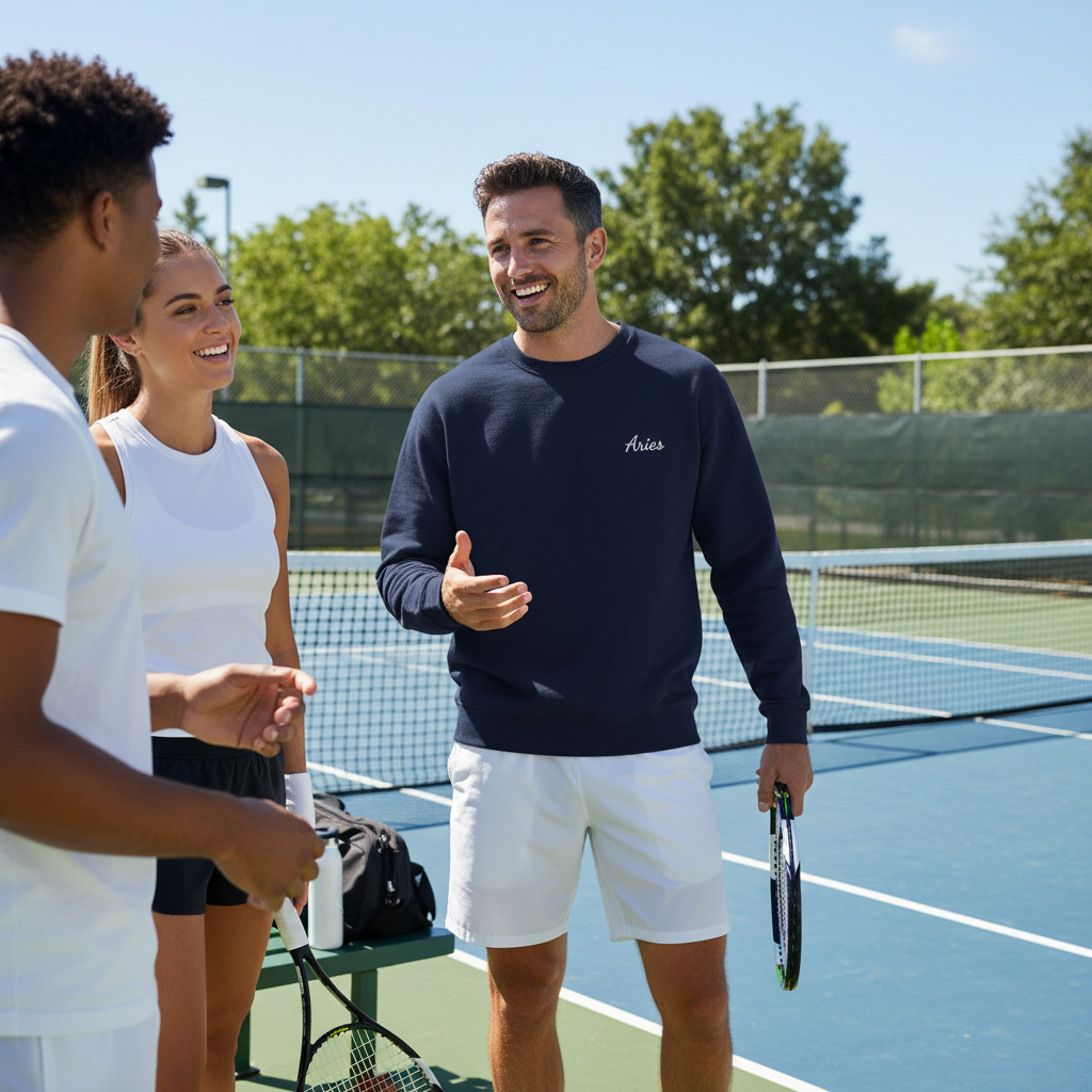 Aries Crewneck Sweatshirt — White Embroidery