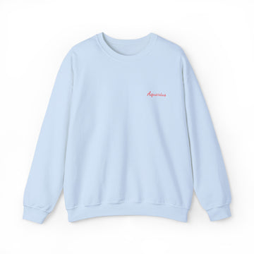 Aquarius Crewneck Sweatshirt — Red Embroidery without Heart
