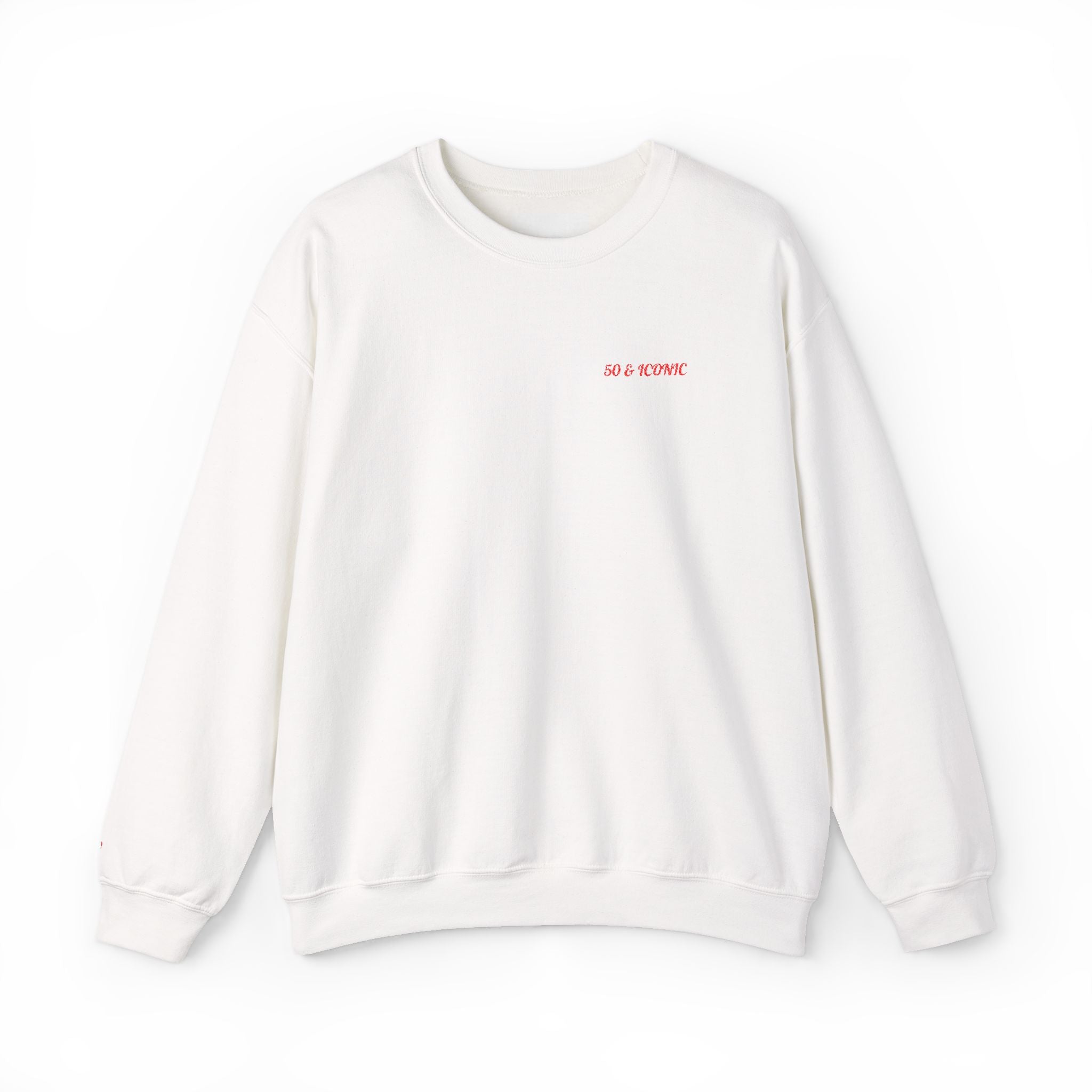 50 & Iconic Unisex Sweatshirt: Red Embroidery Edition