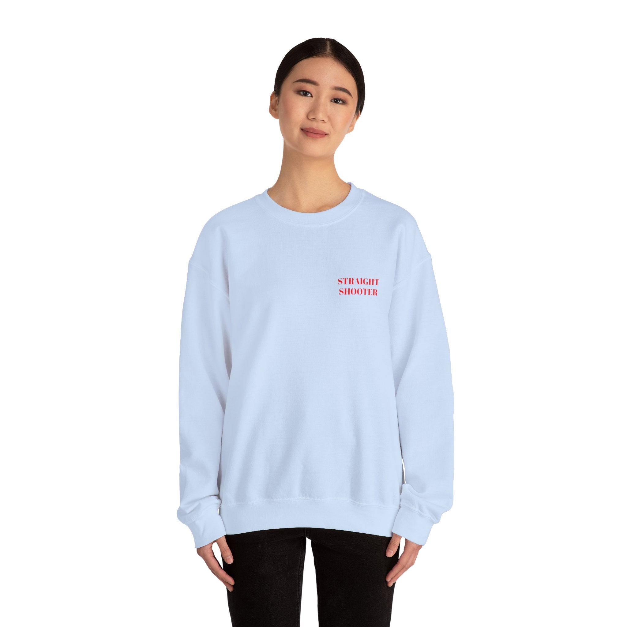 Crewneck Sweatshirt "Straight Shooter" – Minimal Retro Graphic Pullover