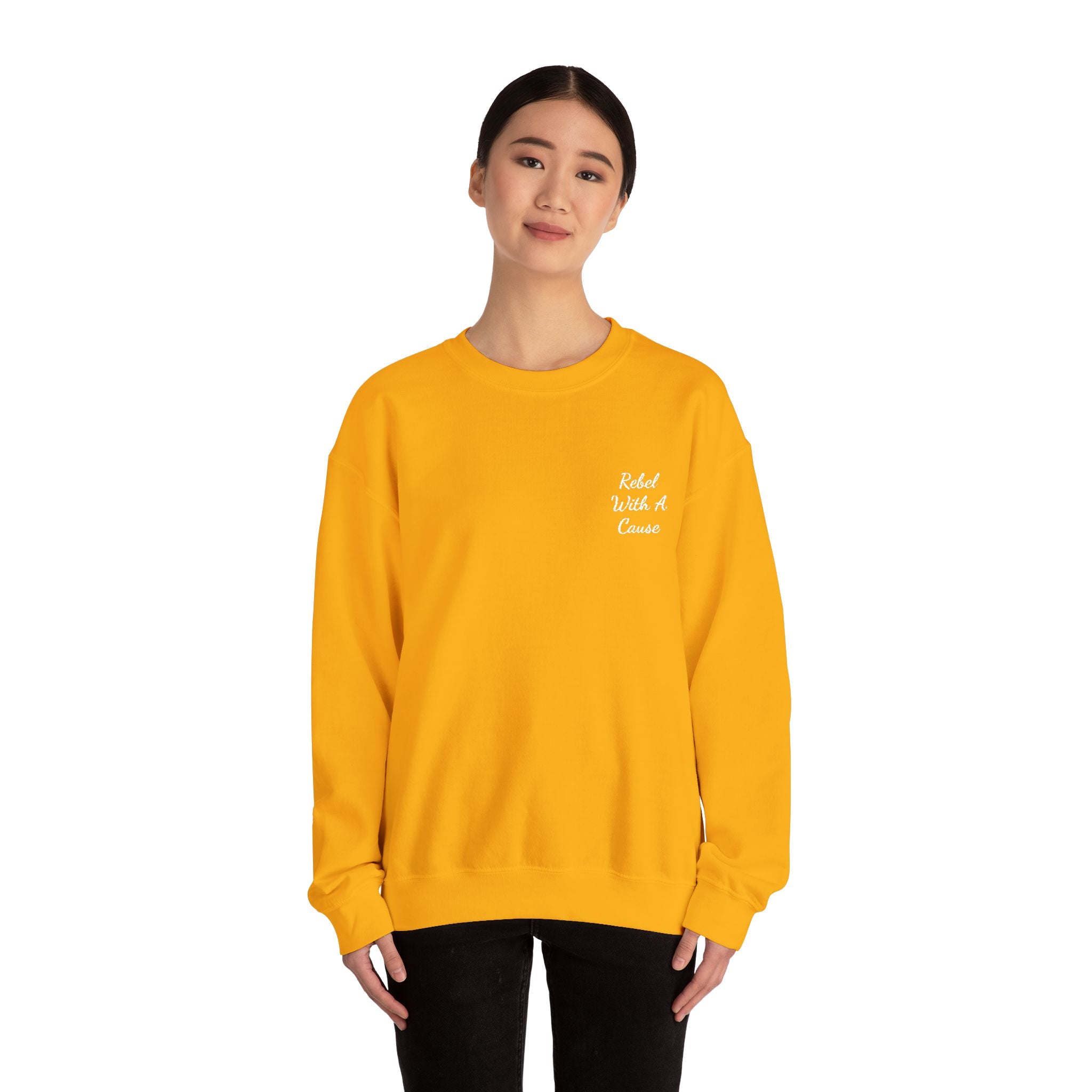 Rebel With a Cause Crewneck Sweatshirt — White Embroidery (Aquarius Edition)
