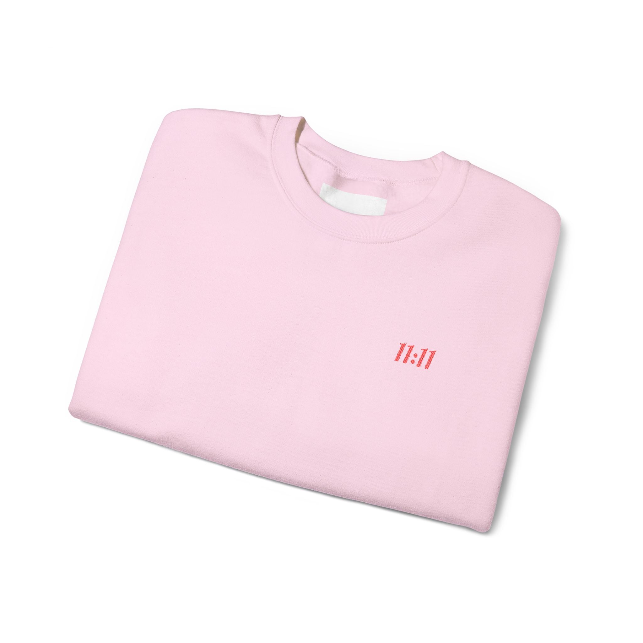 11:11 Unisex Sweatshirt: Red Embroidery on Chest & Right Wrist