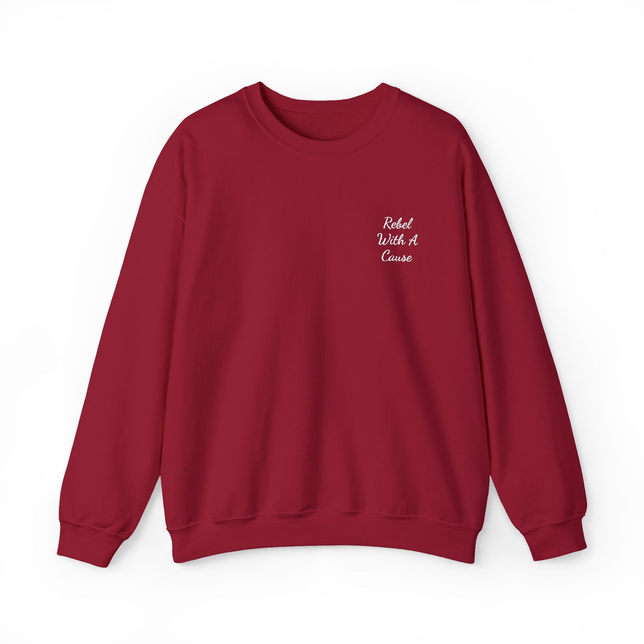 Rebel With a Cause Crewneck Sweatshirt — White Embroidery (Aquarius Edition)