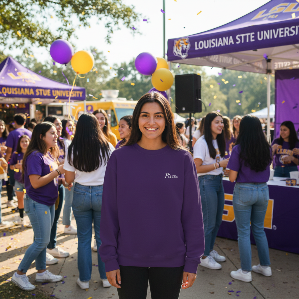 Pisces Crewneck Sweatshirt — White Embroidery