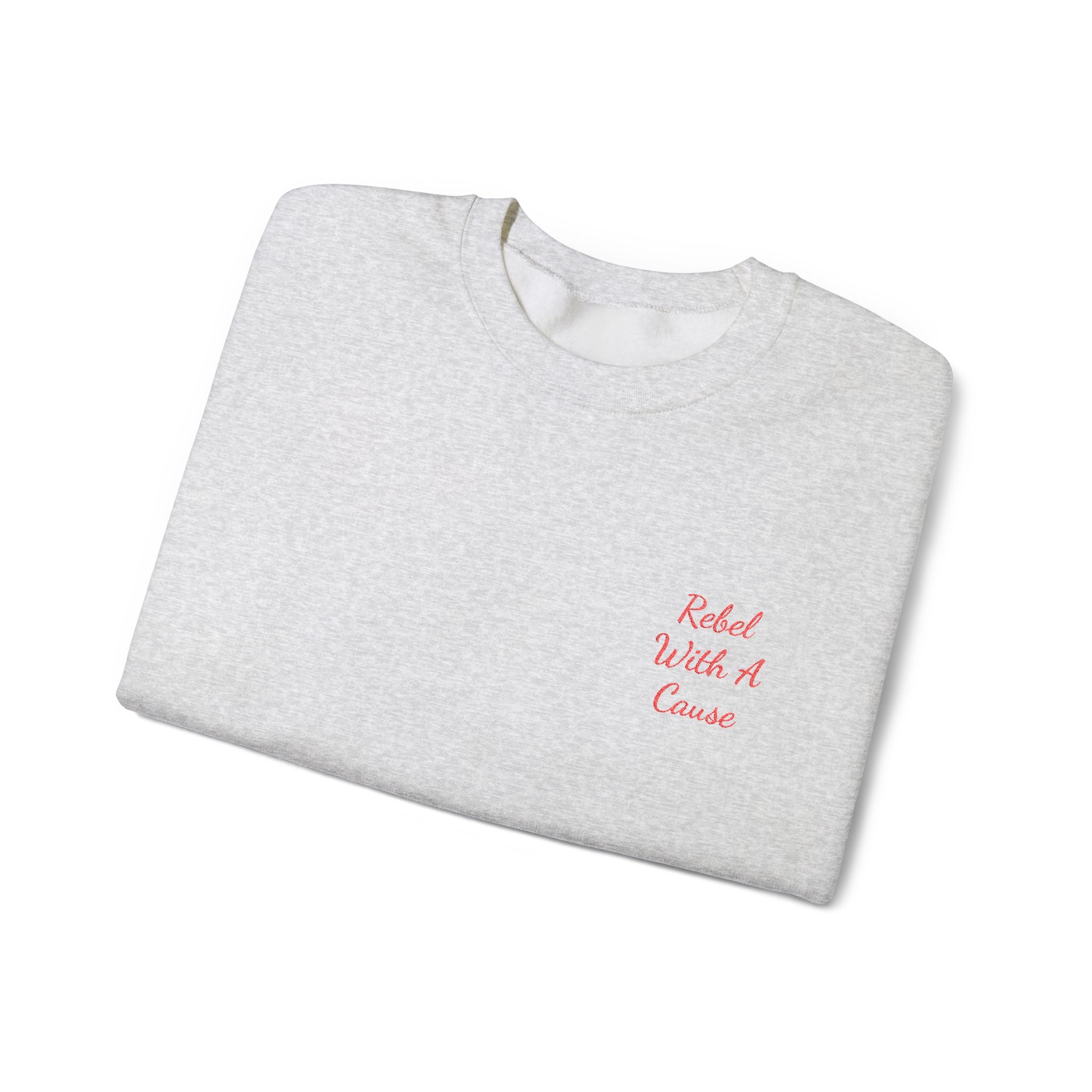 Rebel With a Cause Crewneck Sweatshirt — Red Embroidery (Aquarius Edition)