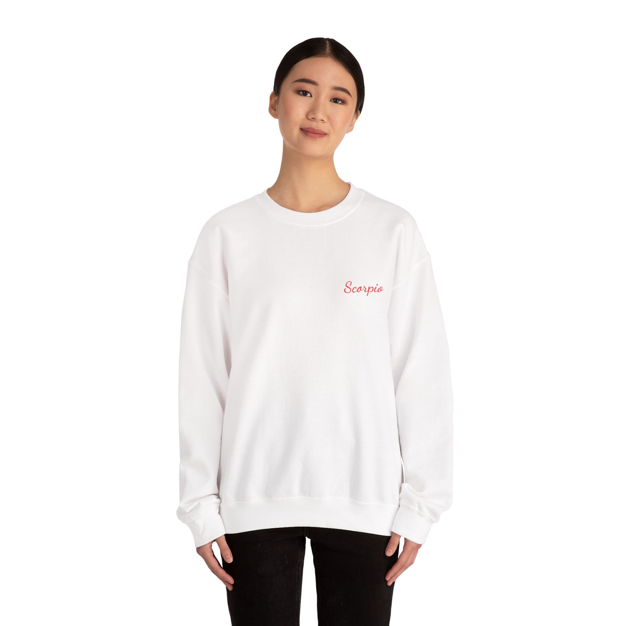 Scorpio Crewneck Sweatshirt — Red Embroidery