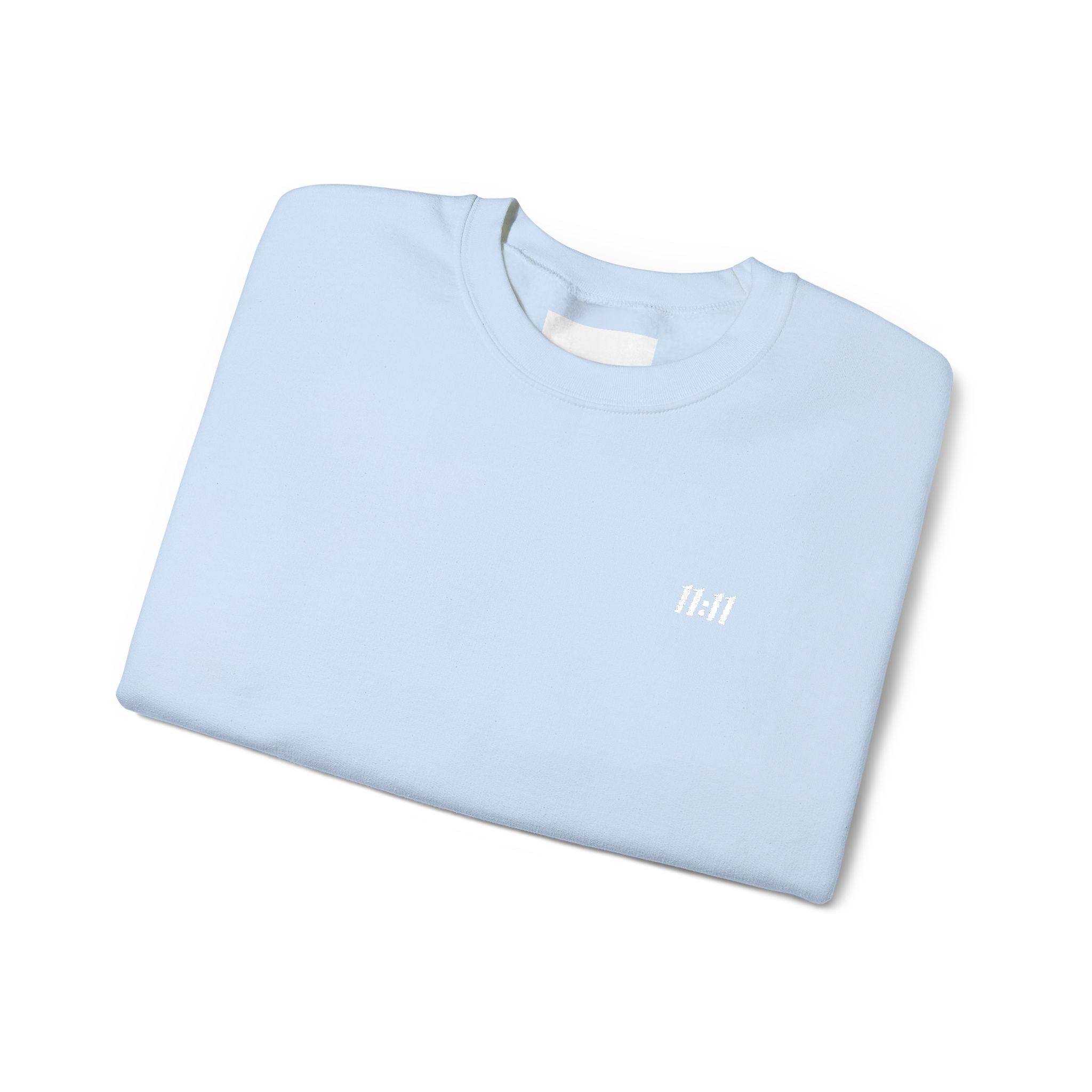 11:11 Unisex Sweatshirt: White Embroidery on Chest & Right Wrist