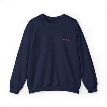 Capricorn Crewneck Sweatshirt — Red Embroidery without Heart