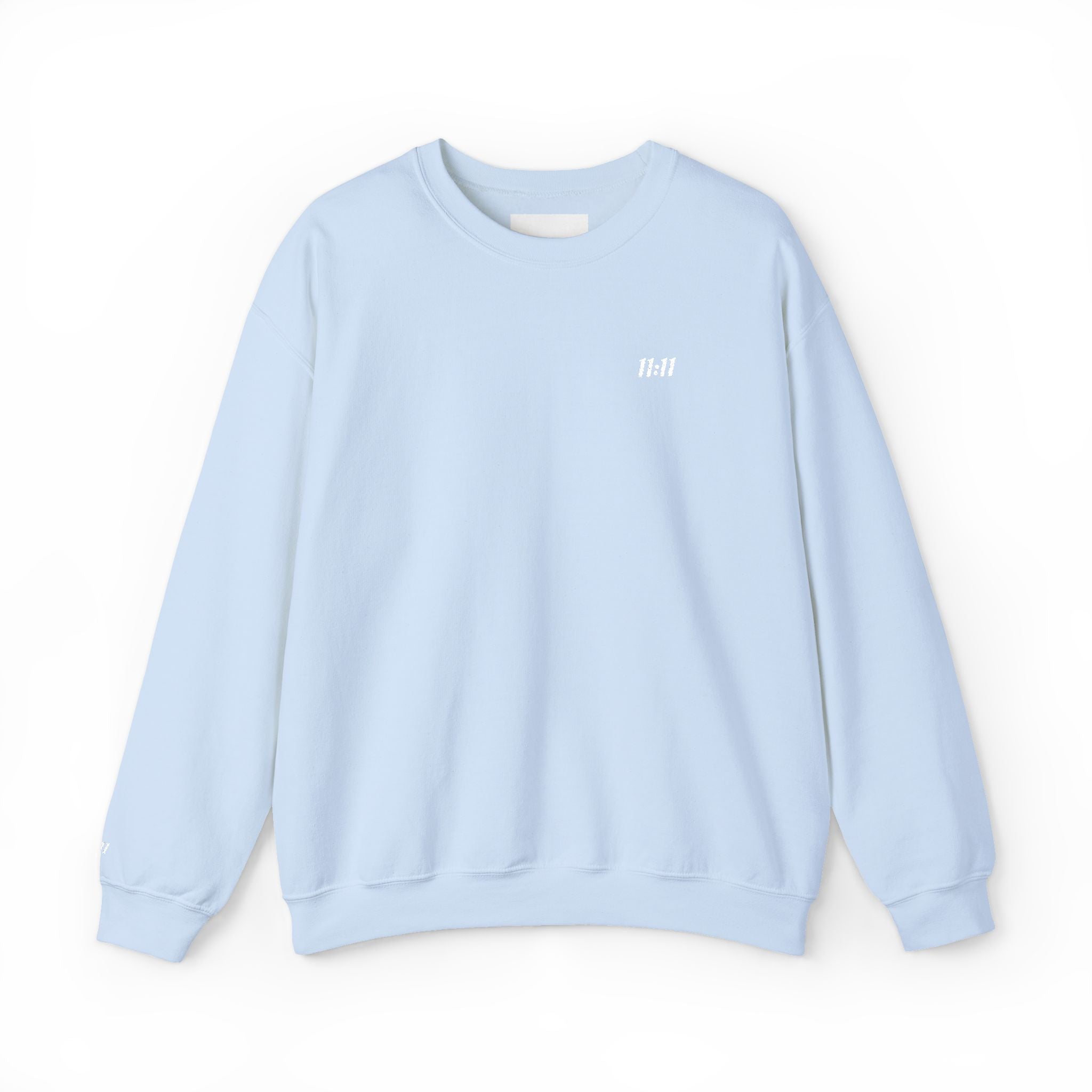 11:11 Unisex Sweatshirt: White Embroidery on Chest & Right Wrist