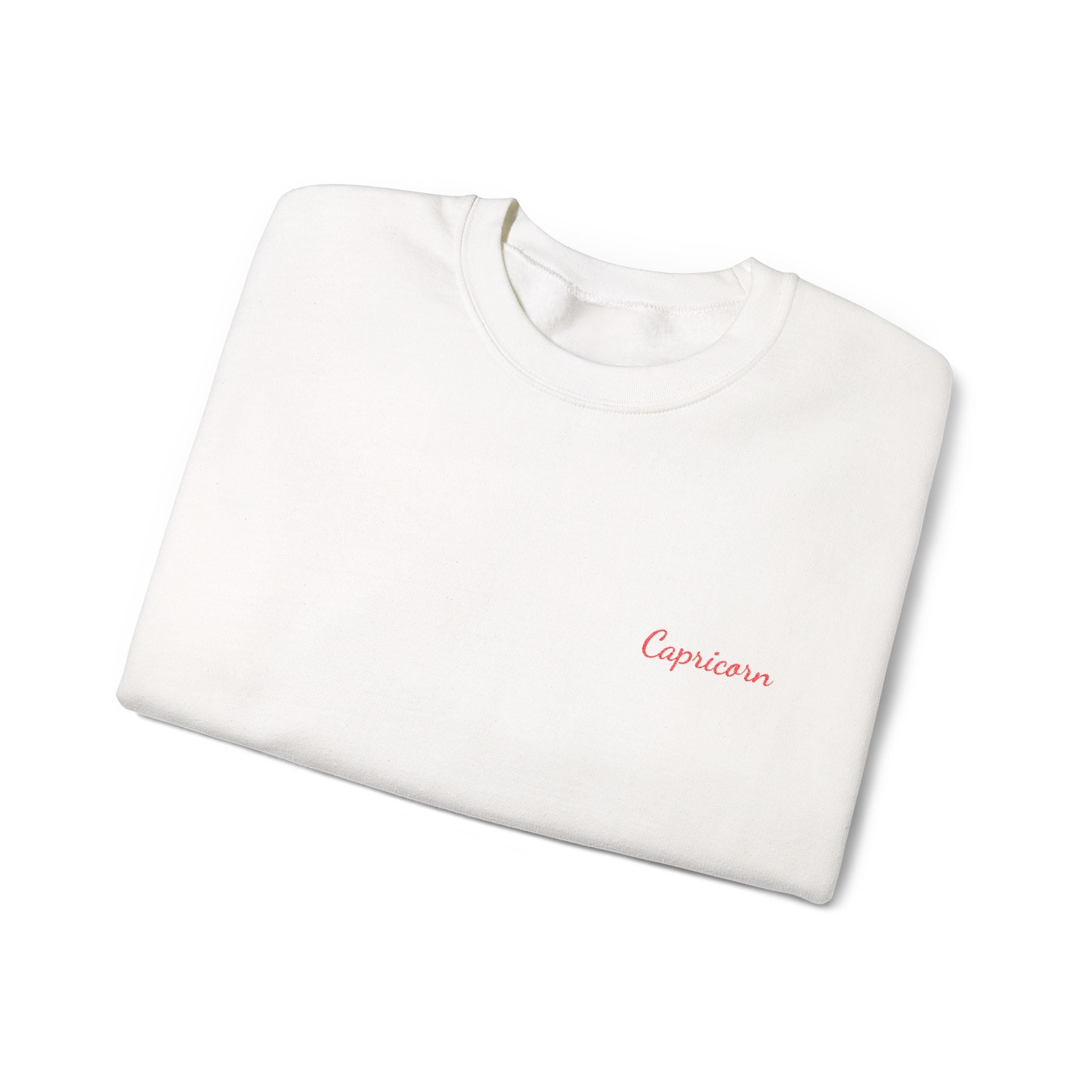 Capricorn Crewneck Sweatshirt — Red Embroidery without Heart