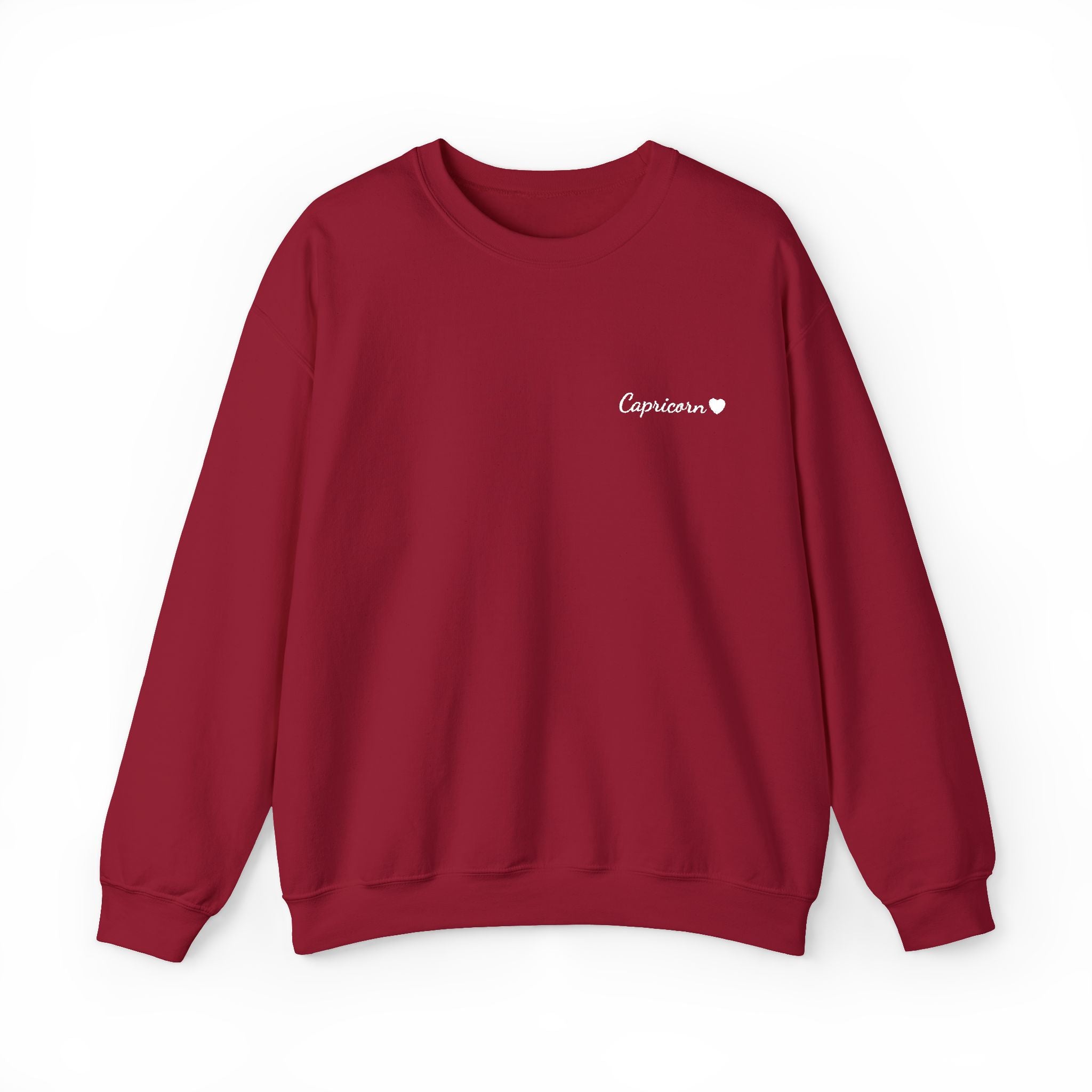 Capricorn Crewneck Sweatshirt — White Embroidery with Heart