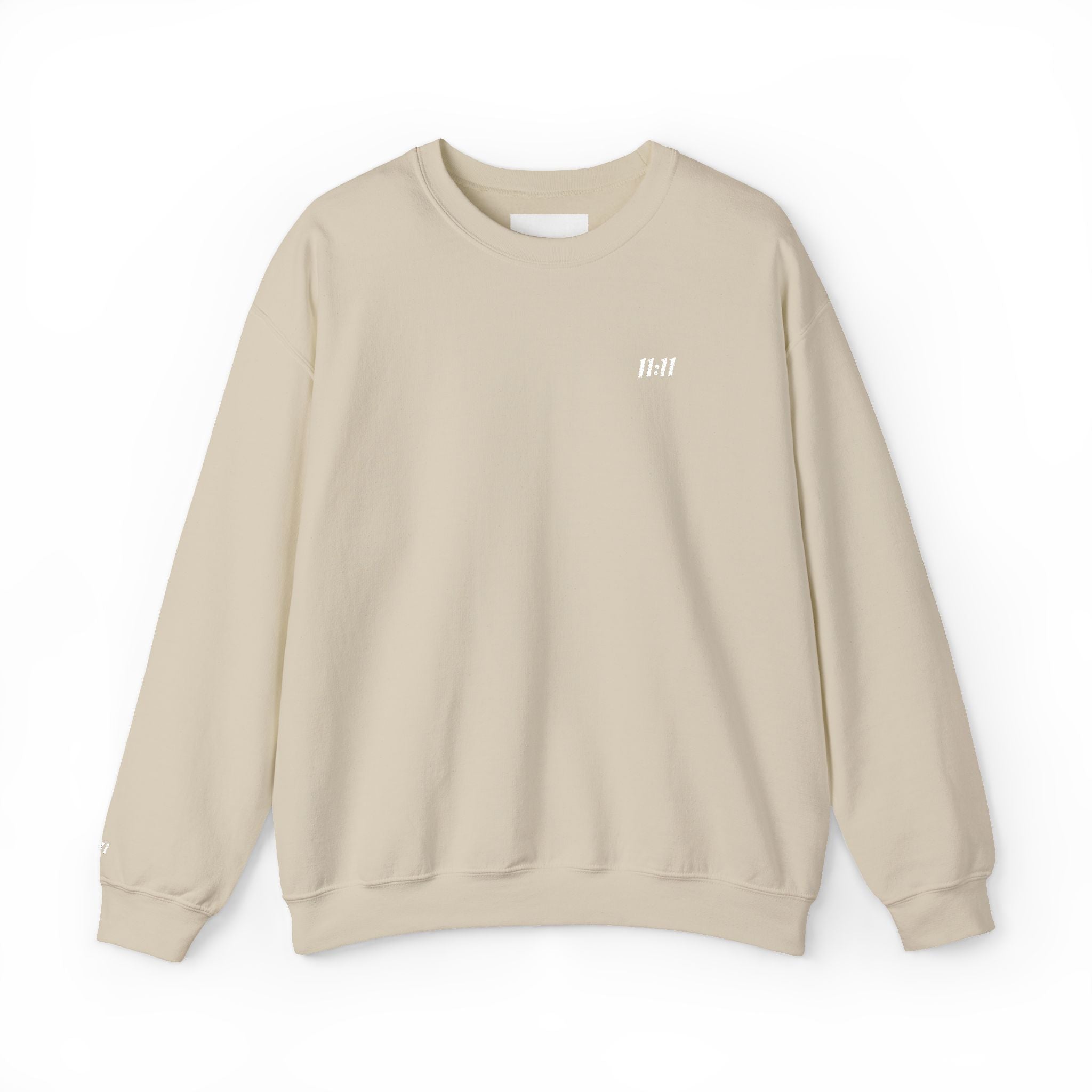 11:11 Unisex Sweatshirt: White Embroidery on Chest & Right Wrist