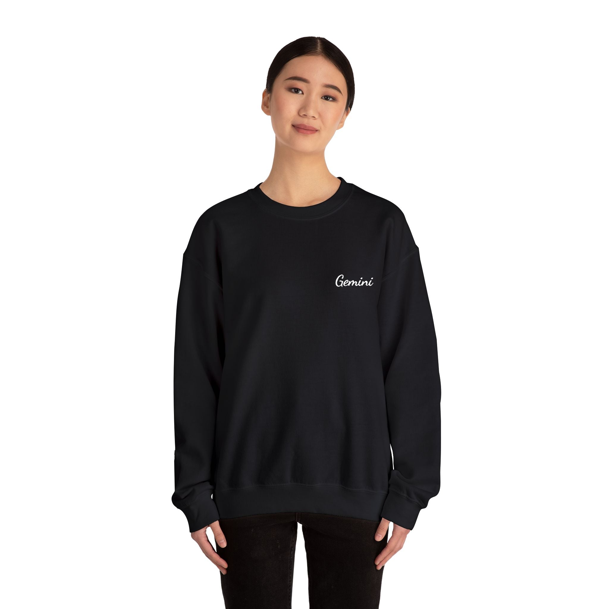 Gemini Crewneck Sweatshirt — White Embroidery
