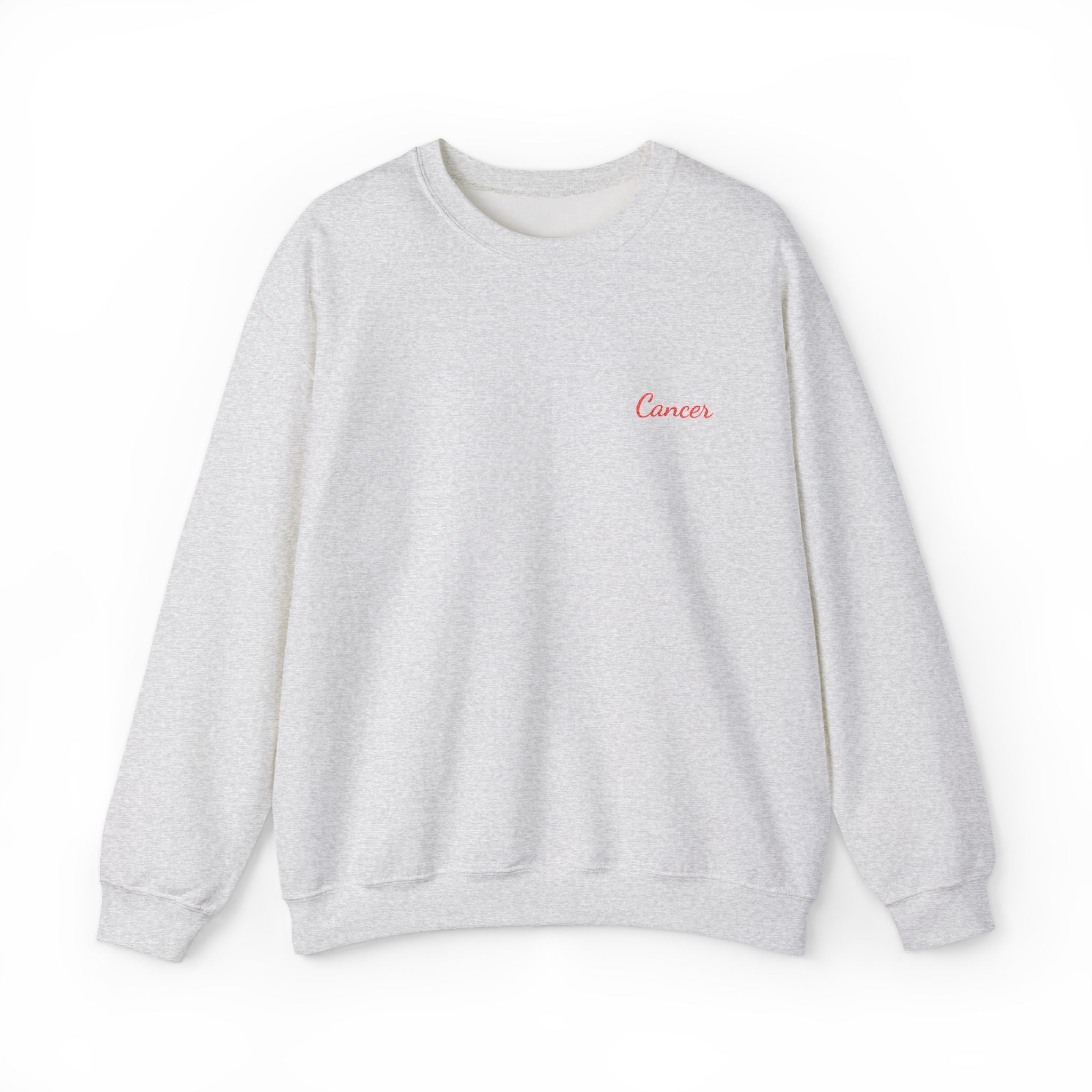 Cancer Crewneck Sweatshirt — Red Embroidery