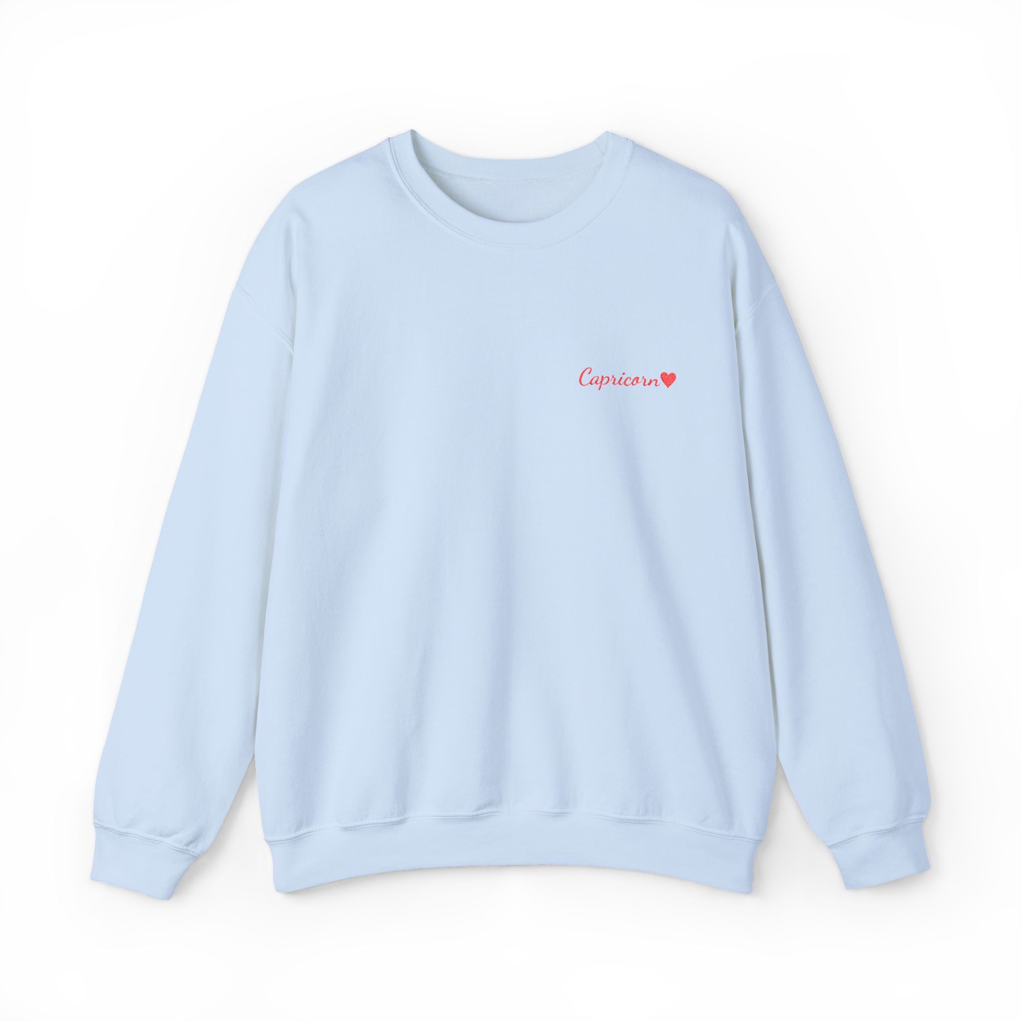 Capricorn Crewneck Sweatshirt — Red Embroidery with Heart