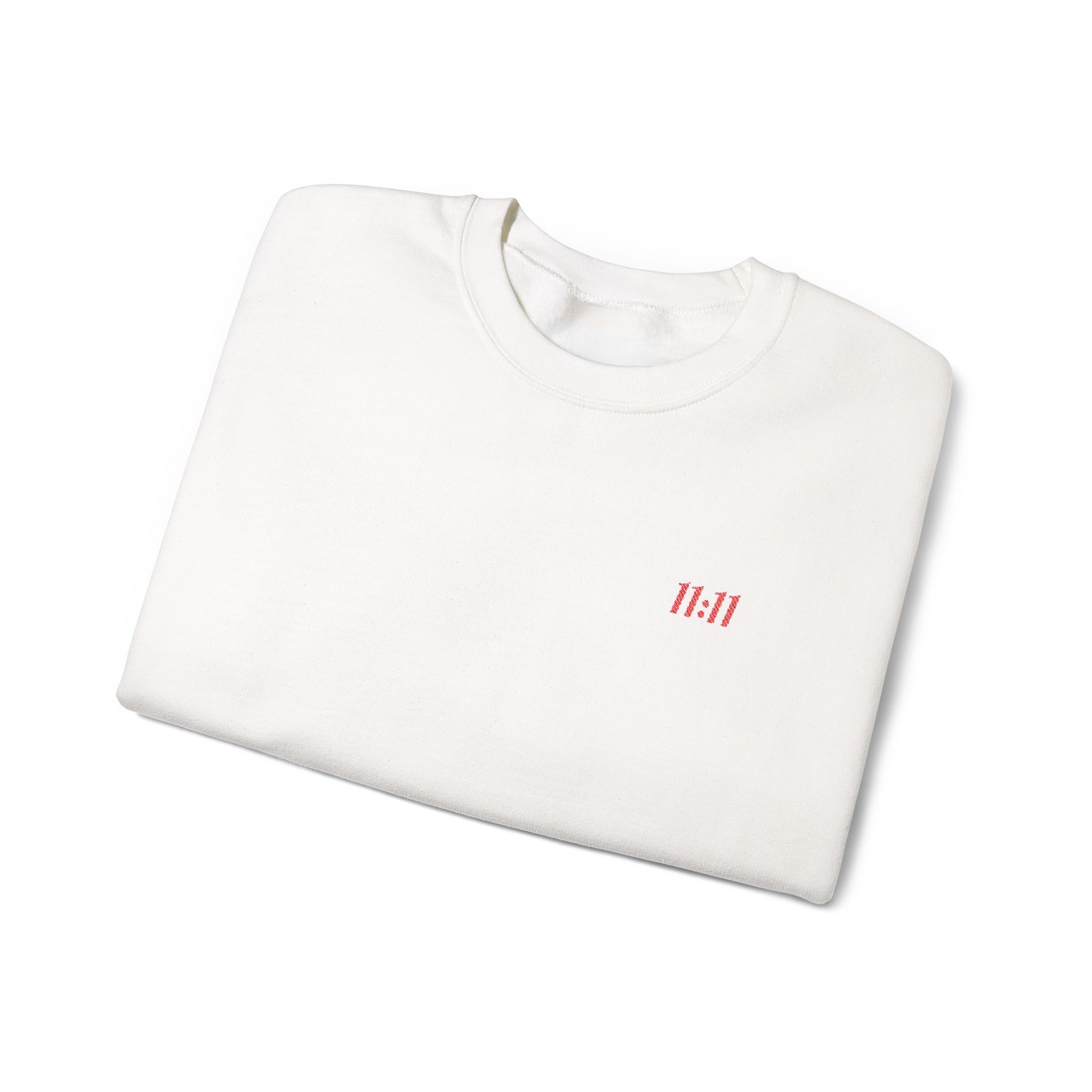 11:11 Unisex Sweatshirt: Red Embroidery on Chest & Right Wrist