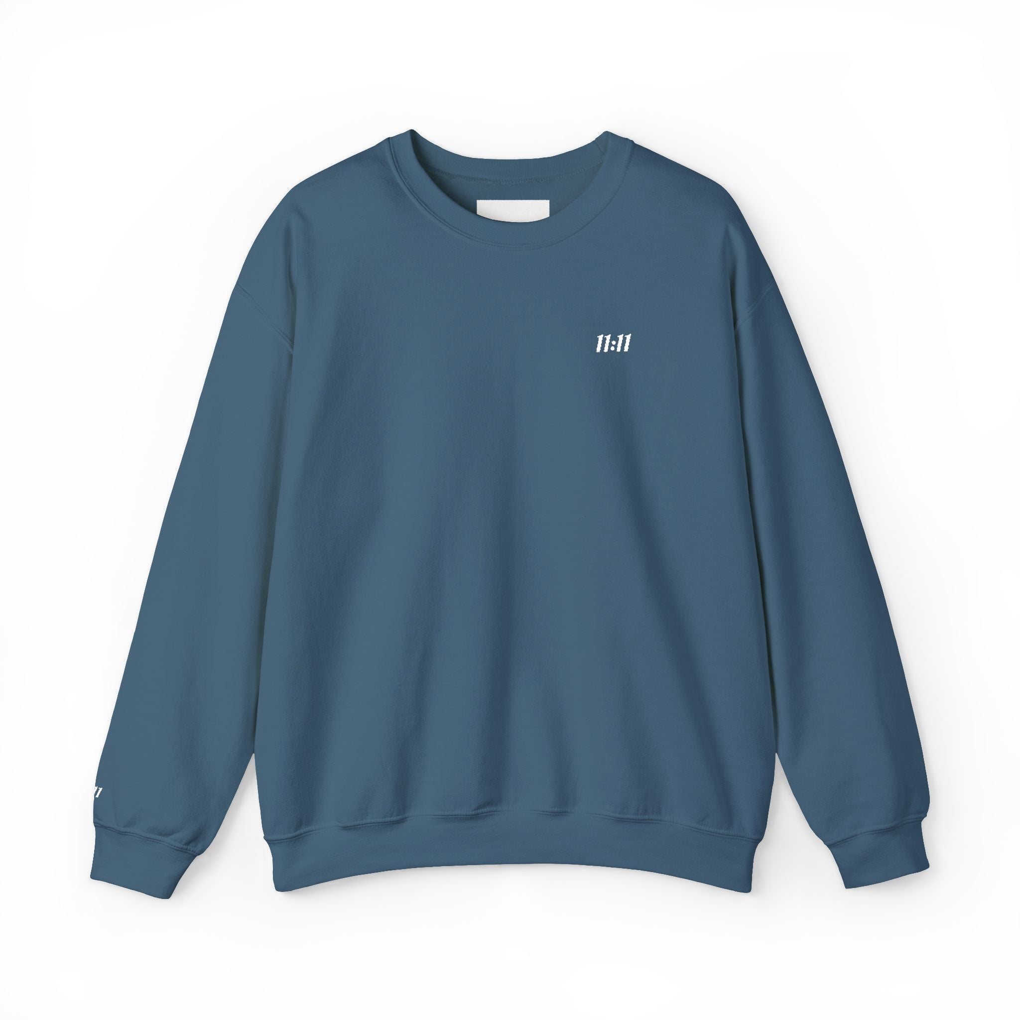 11:11 Unisex Sweatshirt: White Embroidery on Chest & Right Wrist