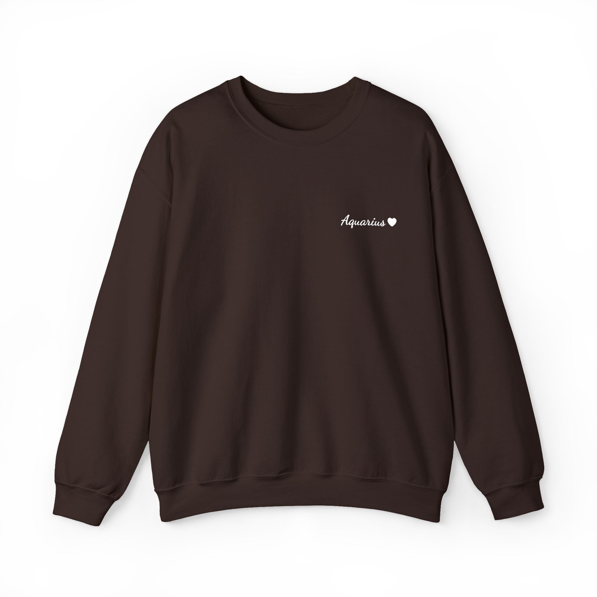 Aquarius Crewneck Sweatshirt — White Embroidery with Heart