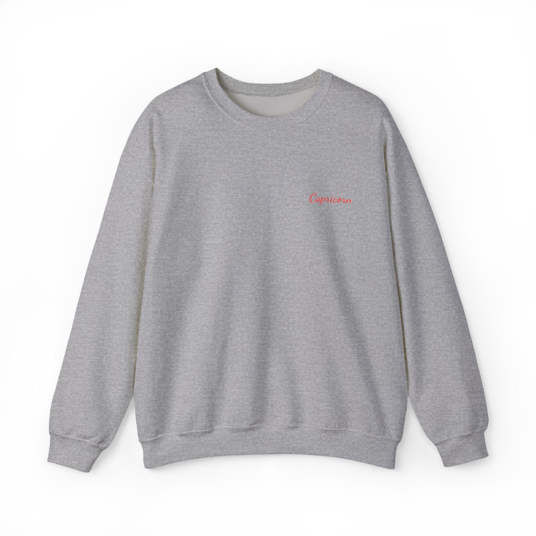 Capricorn Crewneck Sweatshirt — Red Embroidery without Heart