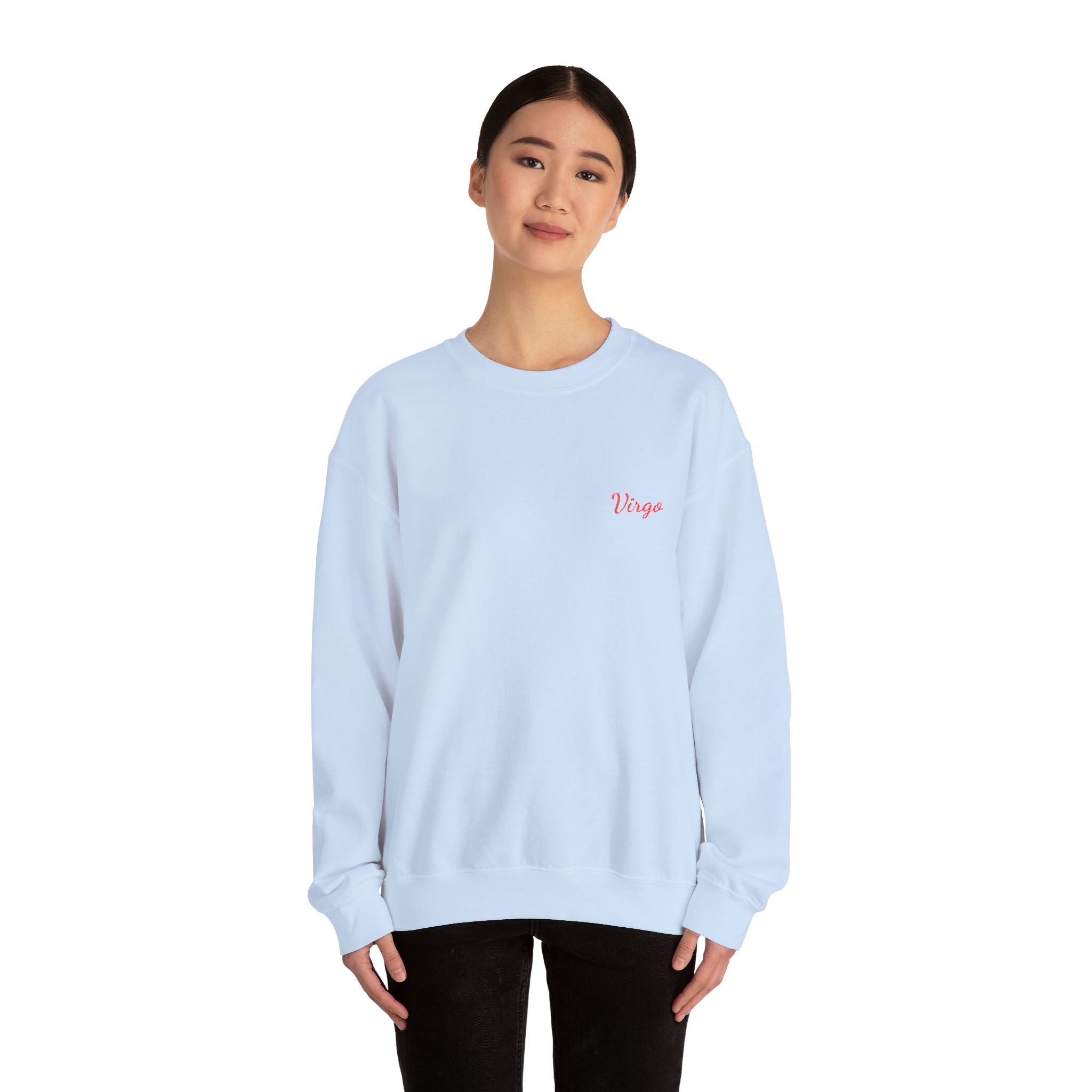 Virgo Crewneck Sweatshirt — Red Embroidery