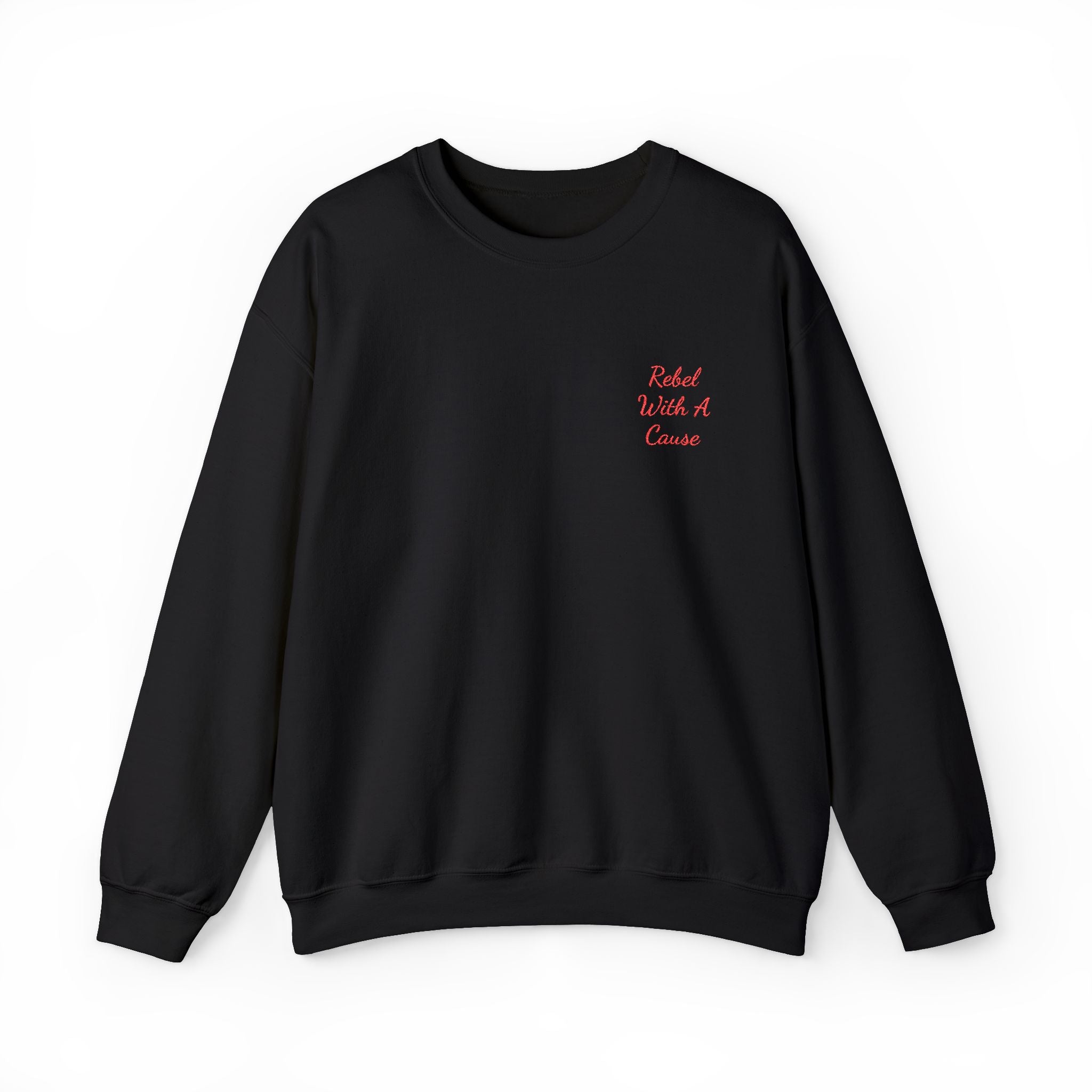 Rebel With a Cause Crewneck Sweatshirt — Red Embroidery (Aquarius Edition)