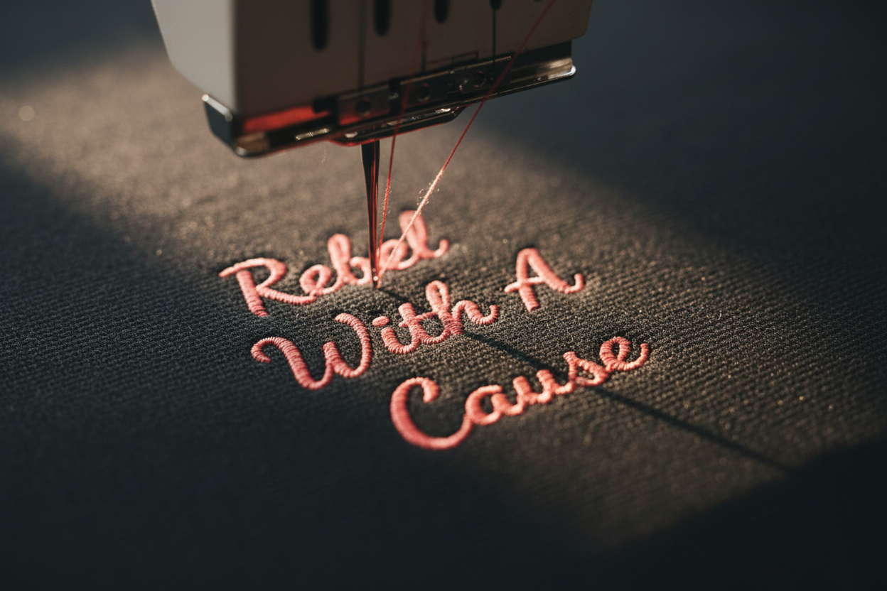 Rebel With a Cause Crewneck Sweatshirt — Red Embroidery (Aquarius Edition)