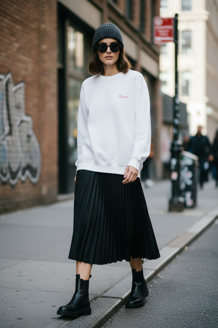 Pisces Crewneck Sweatshirt — Red Embroidery