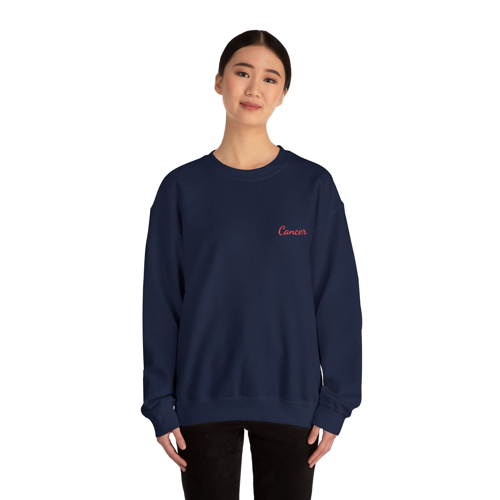 Cancer Crewneck Sweatshirt — Red Embroidery