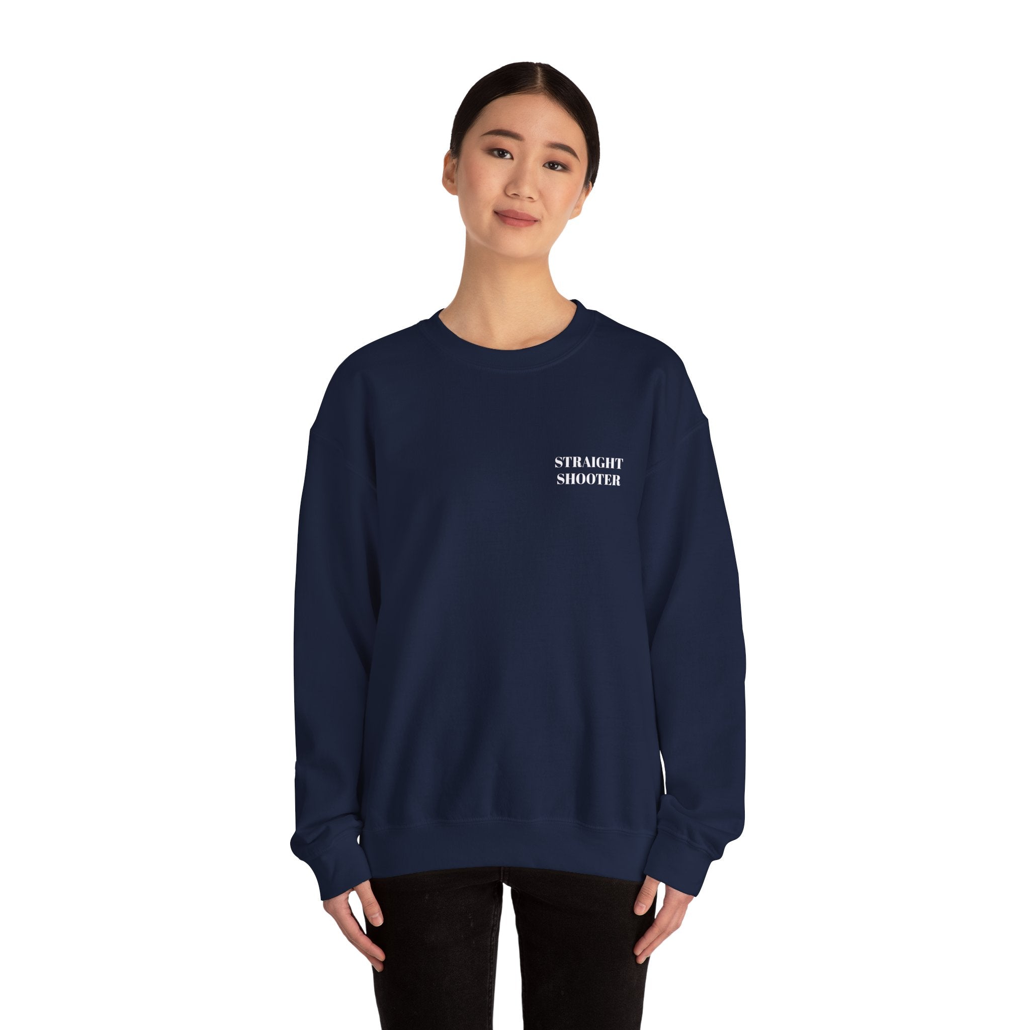 Crewneck Sweatshirt "Straight Shooter" – Minimal Retro Graphic Pullover