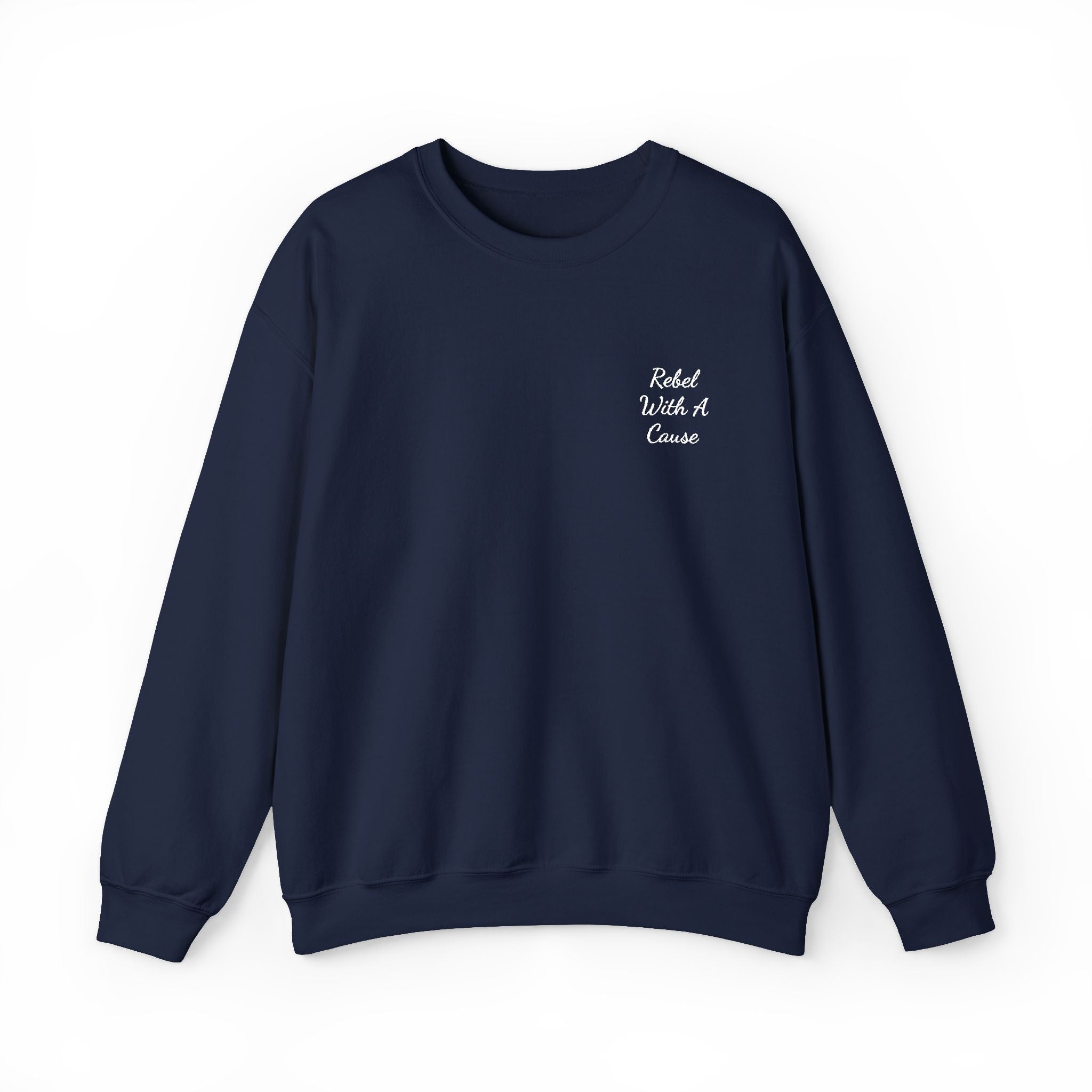 Rebel With a Cause Crewneck Sweatshirt — White Embroidery (Aquarius Edition)
