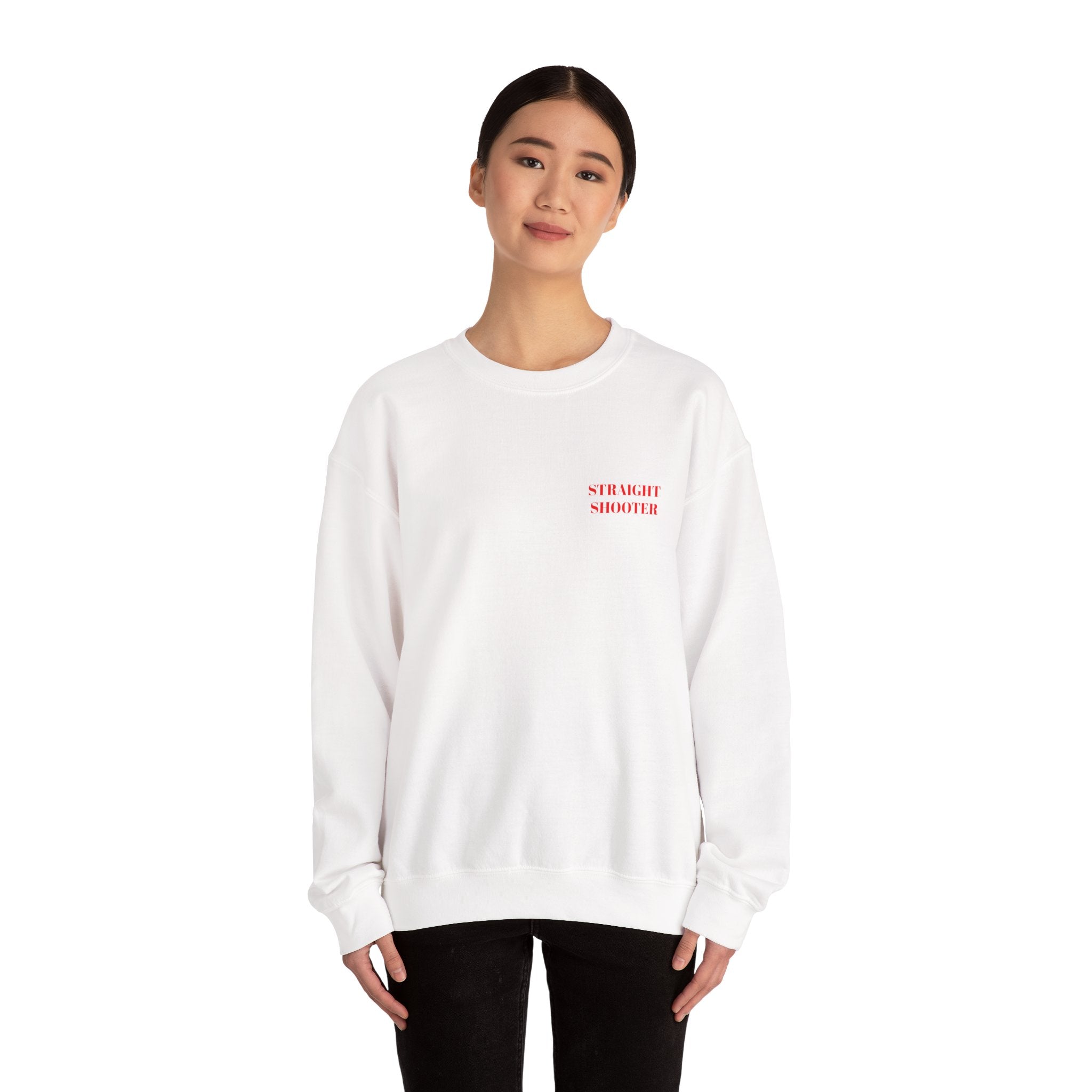 Crewneck Sweatshirt "Straight Shooter" – Minimal Retro Graphic Pullover
