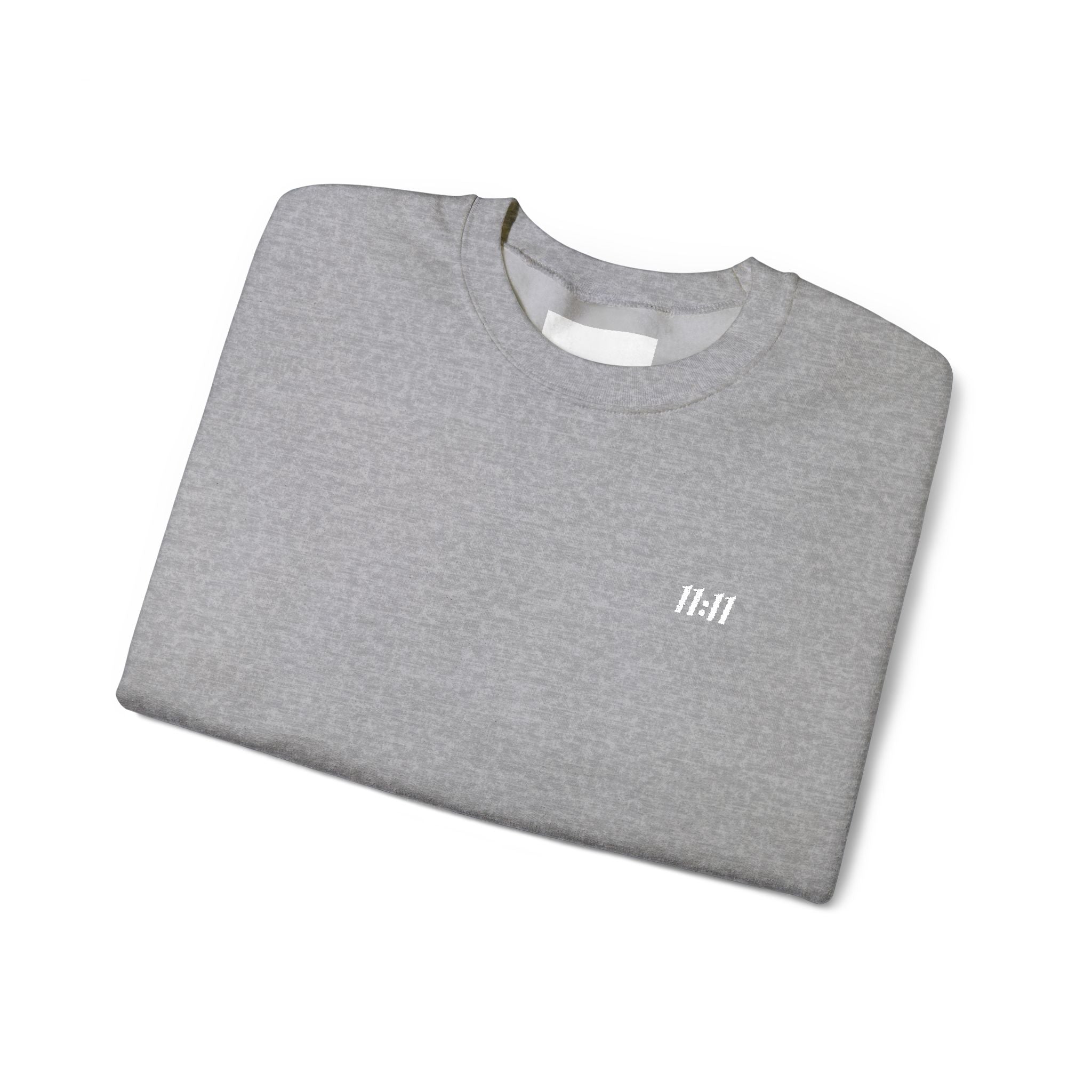11:11 Unisex Sweatshirt: White Embroidery on Chest & Right Wrist