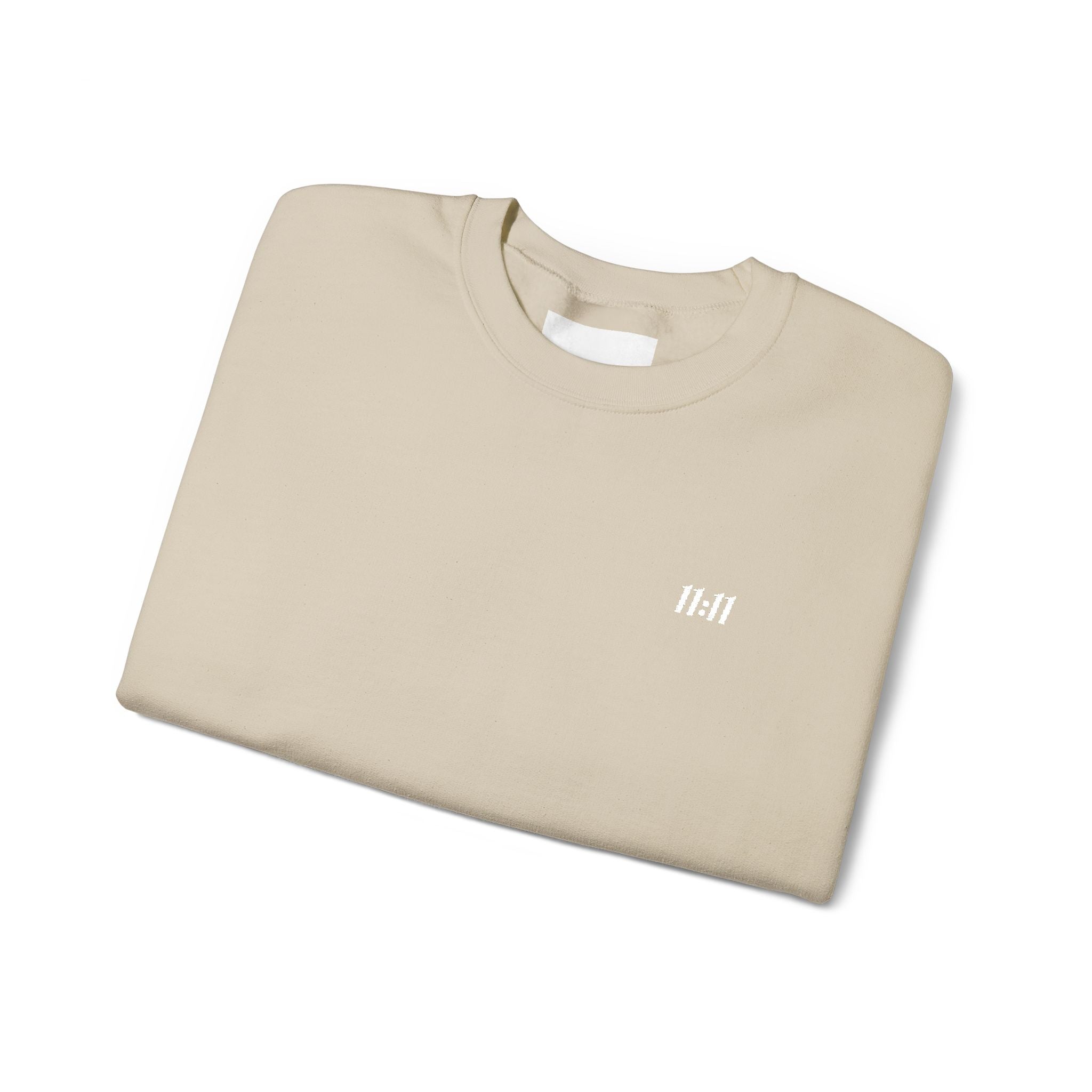 11:11 Unisex Sweatshirt: White Embroidery on Chest & Right Wrist