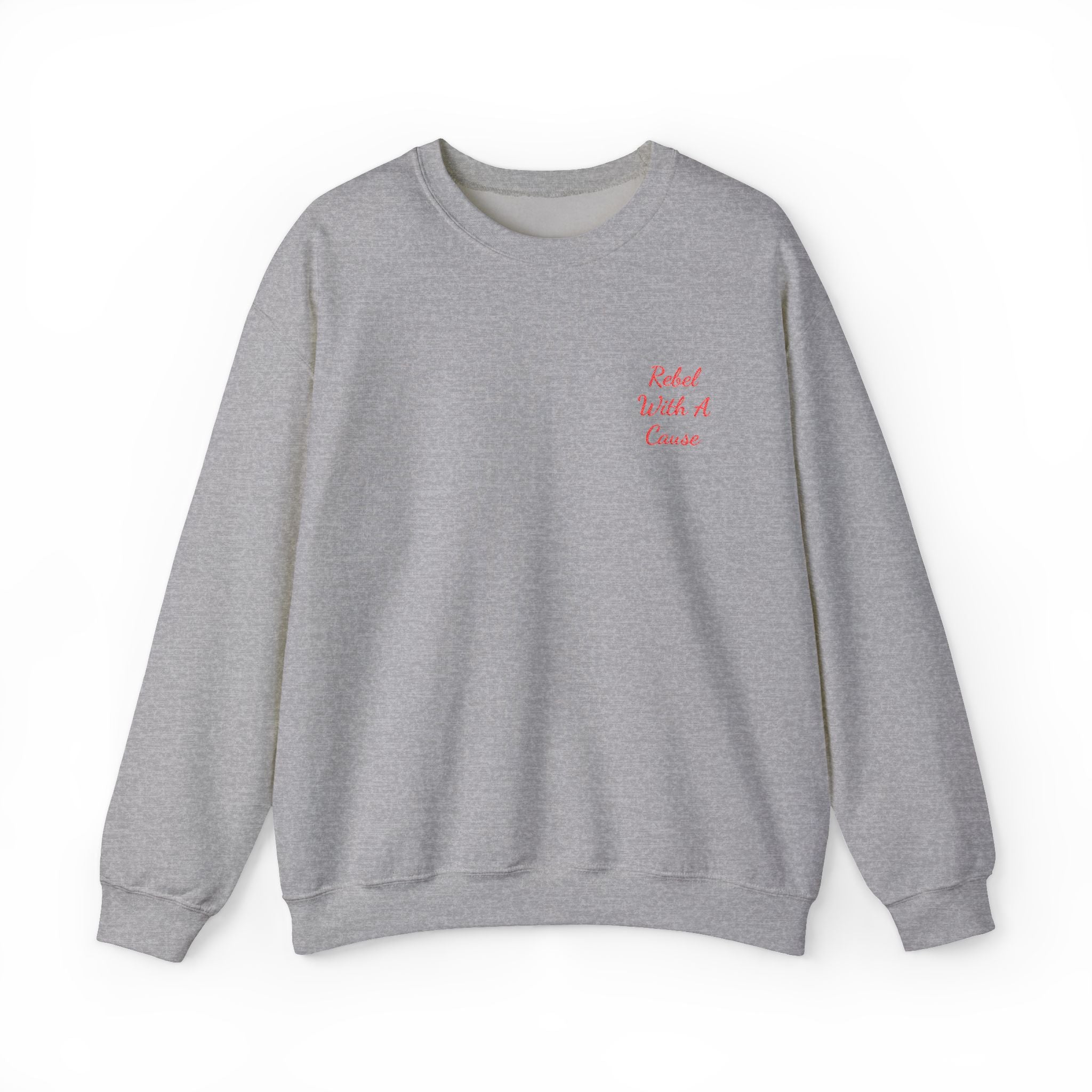Rebel With a Cause Crewneck Sweatshirt — Red Embroidery (Aquarius Edition)